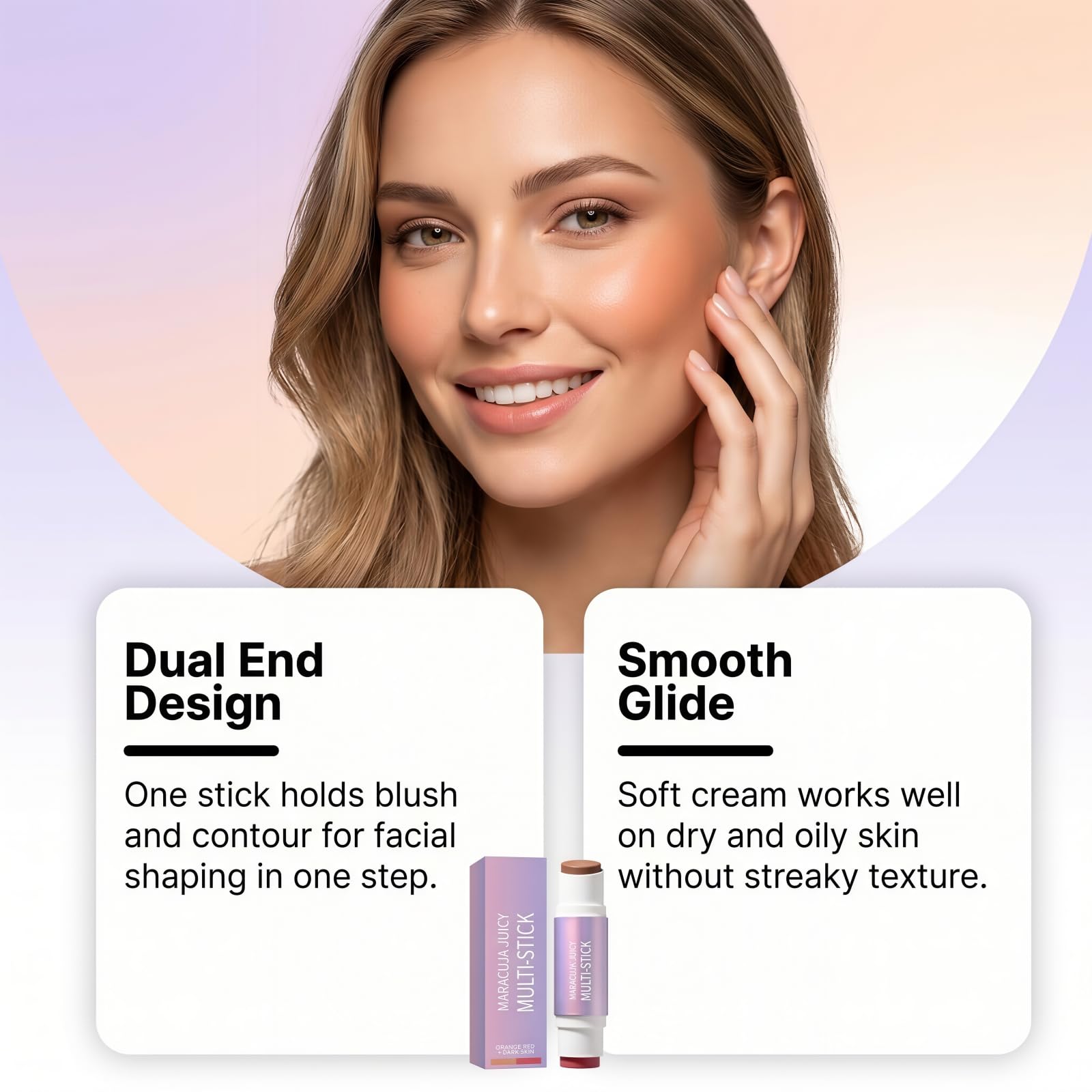 blushAdjusting Blush Sticks, Stick Blush Cream for Cheeks andLong Lasting, Moisturizing,