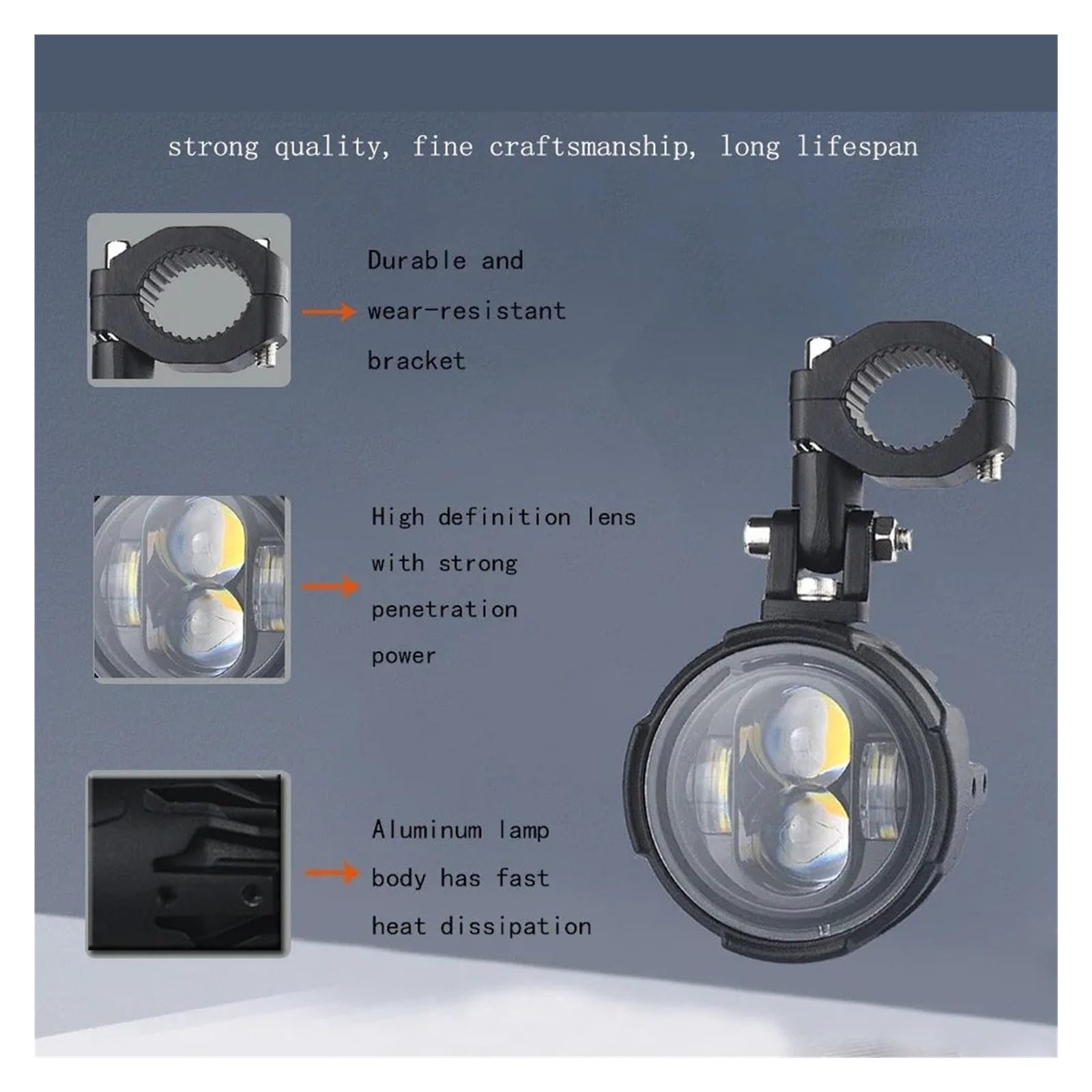 Fari Universali Per Moto Lente Per Proiettore A LED Per Fendinebbia Luci Guida Per Faretti Per Lampade Ausiliarie Faro Del Motociclo(Yellow light)
