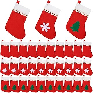 30 Pieces Christmas Socks Decoration Red White Christmas Stockings Xmas Stockings Christmas Tree Hanging Decoration for Holiday Xmas Party Tree Dinner Table Home Ornaments, 7.1 x 5.9 Inches