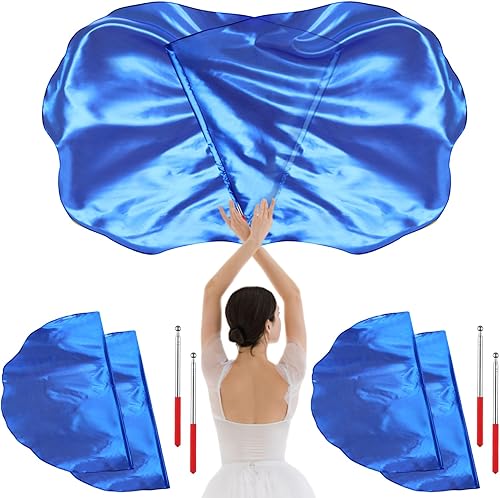 Vista 8 de Juego de 4 Banderas de Adoración para Danza de 29.5 x 39.3 Pulgadas, Banderas de Alabanza para Iglesia con 4 Varillas Escalables para Niñas