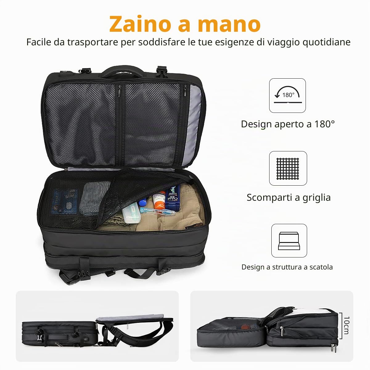 MARK RYDEN Zaino per Laptop a Prova di Furto, 15,6 pollici/ 17 pollici Zaino da Lavorocon Caricatore USB, 40L zaino da Viaggio Impermeabile, Nero