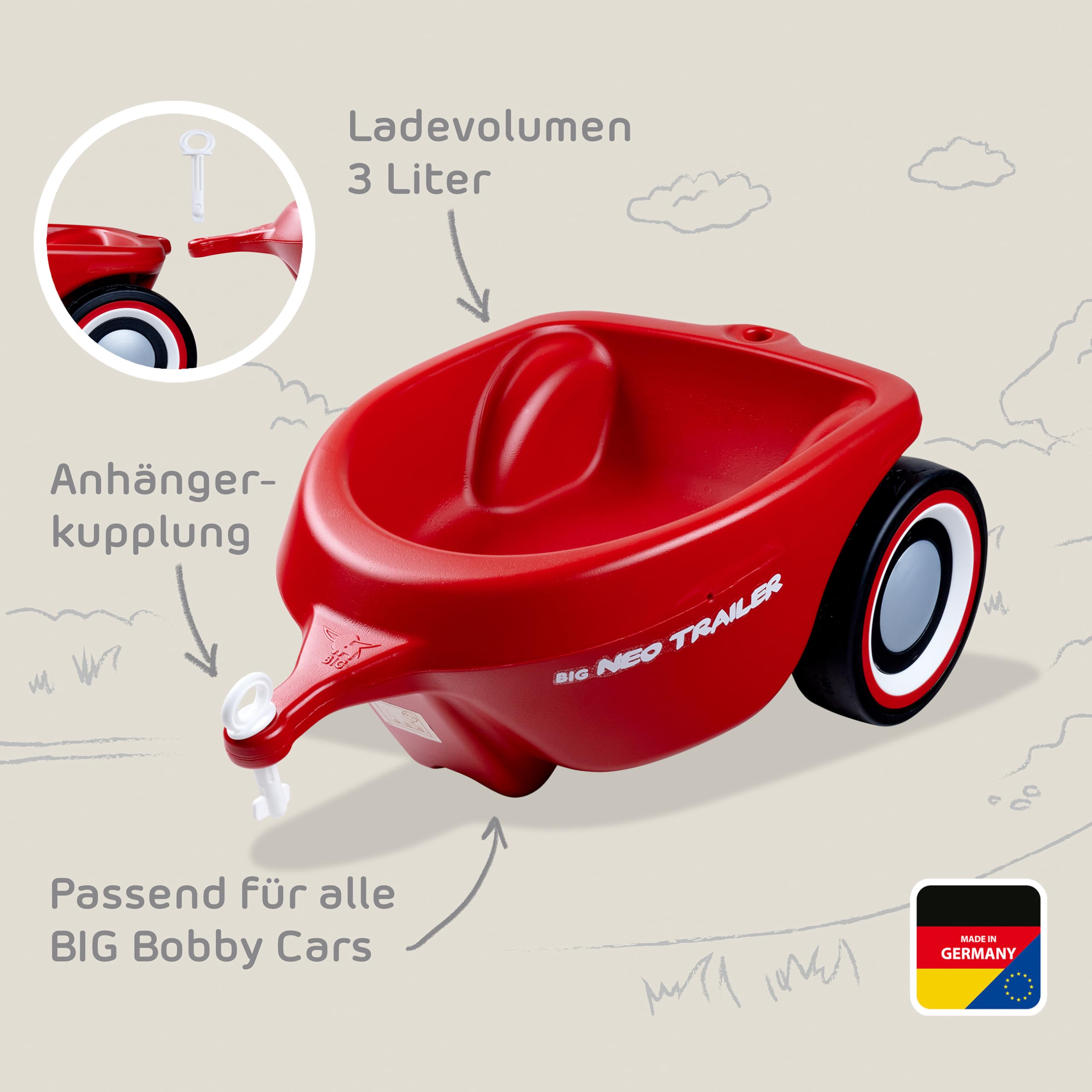 BiG BIG-Bobby Neo Trailer Remorque de Voiture pour Enfant