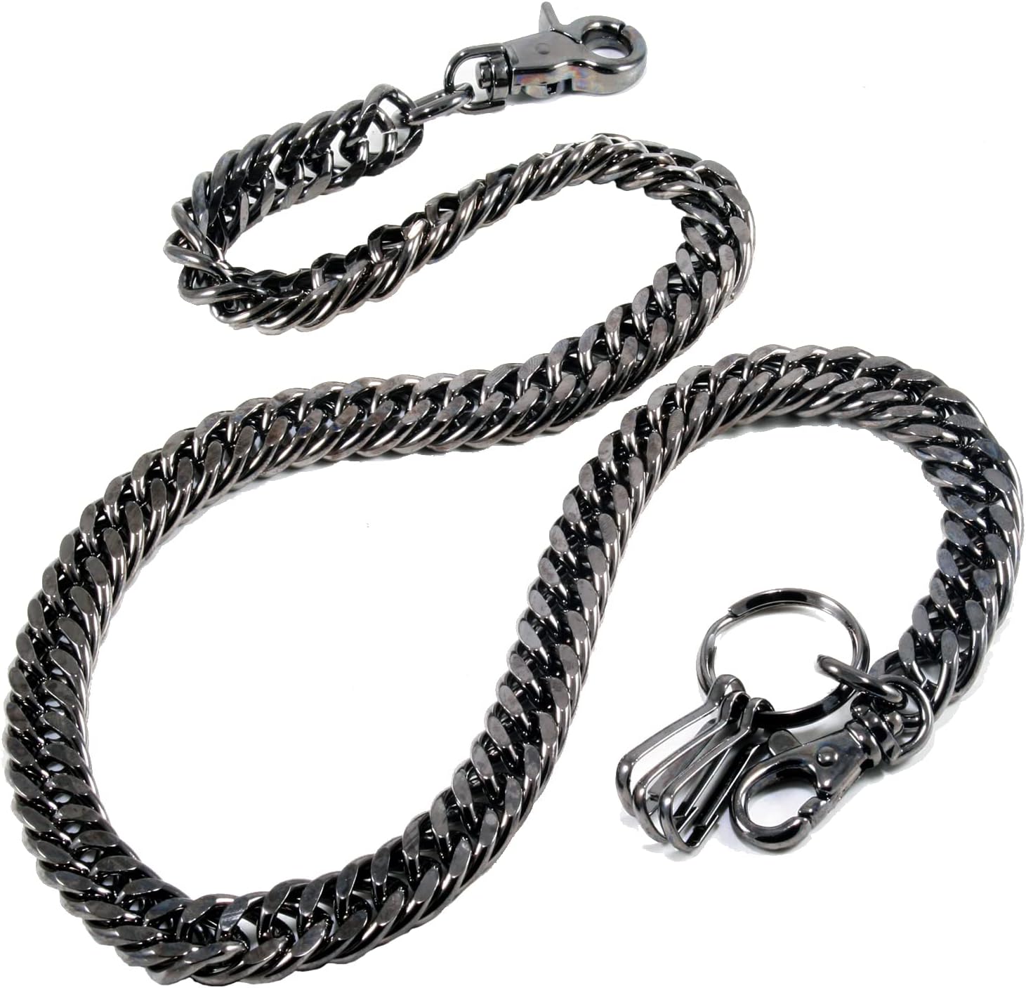 Strong Heavy Biker Trucker Keychain Key Jean Wallet Chain Silver/Black CS11MULTI