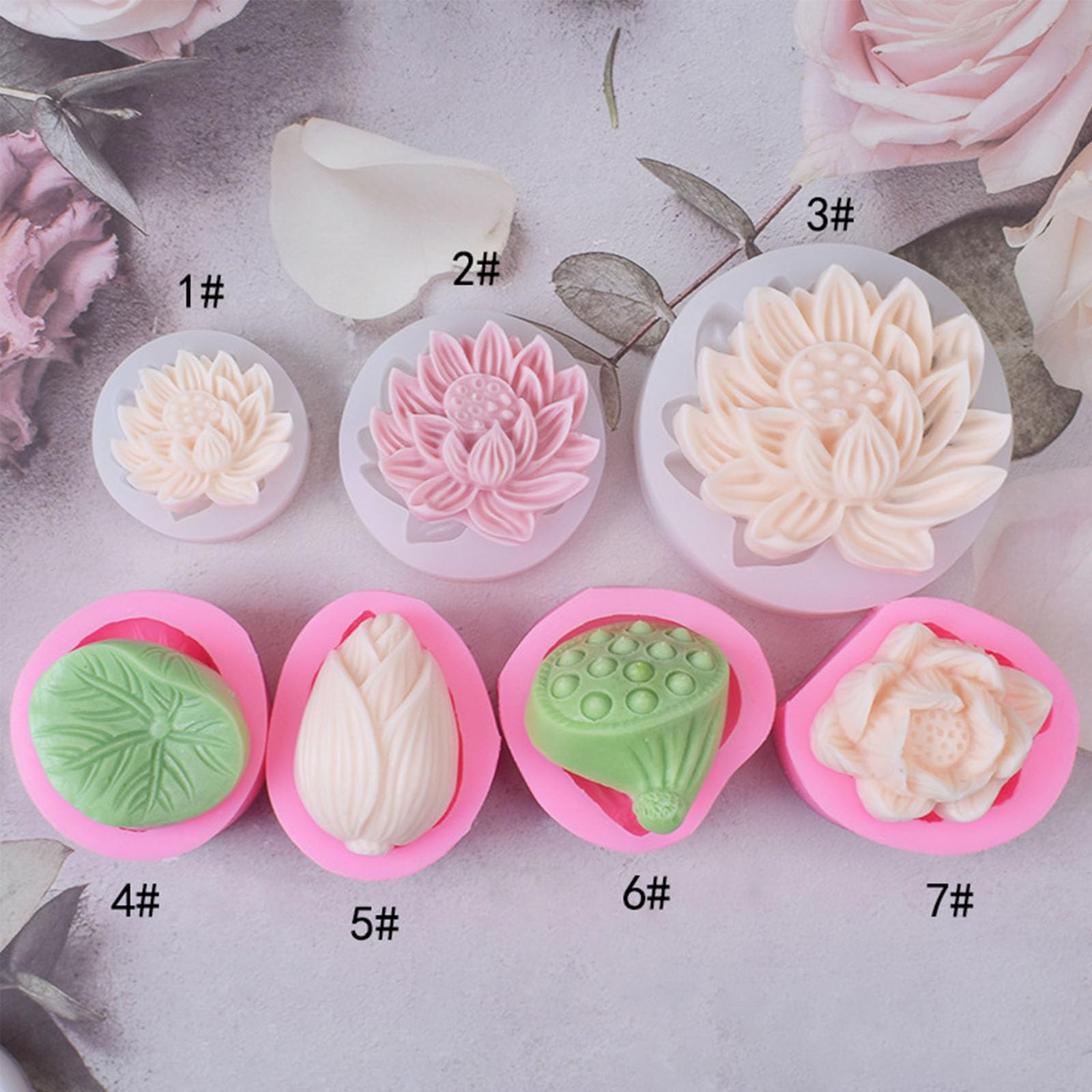 Stampo Per Candele A Fiore Di Loto - Silicone 3D, 9.9x9.9cm - Foto 7