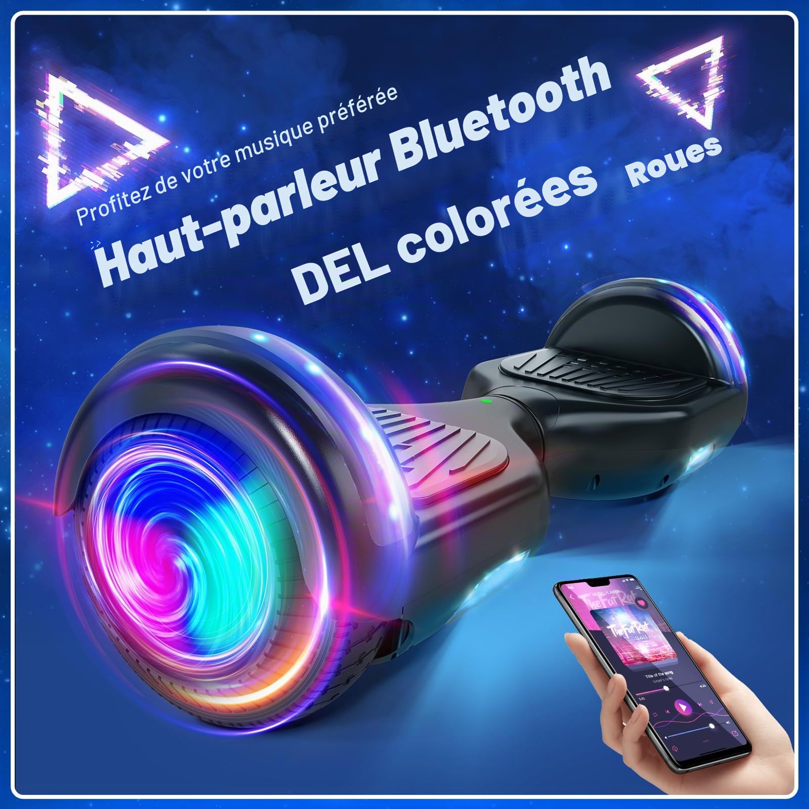 SISIGAD Hoverboard Overboard 6,5" avec LED/Bluetooth, skateboard, hoverboard, cadeau pour enfants