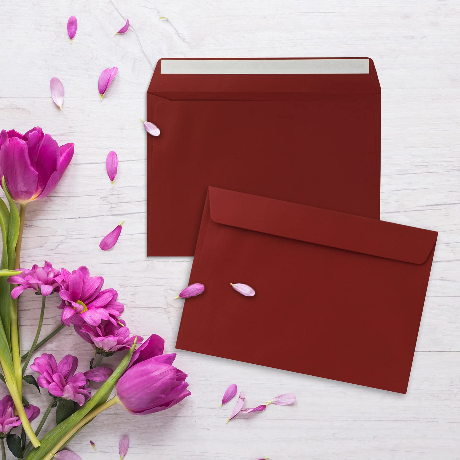 1000x koperty DIN C5 ciemnoczerwone (czerwone) - 16,2 x 22,9 cm - klejenie samoprzylepne - Eleganckie koperty na duże zaproszenia i kartki na urodziny czy ślub