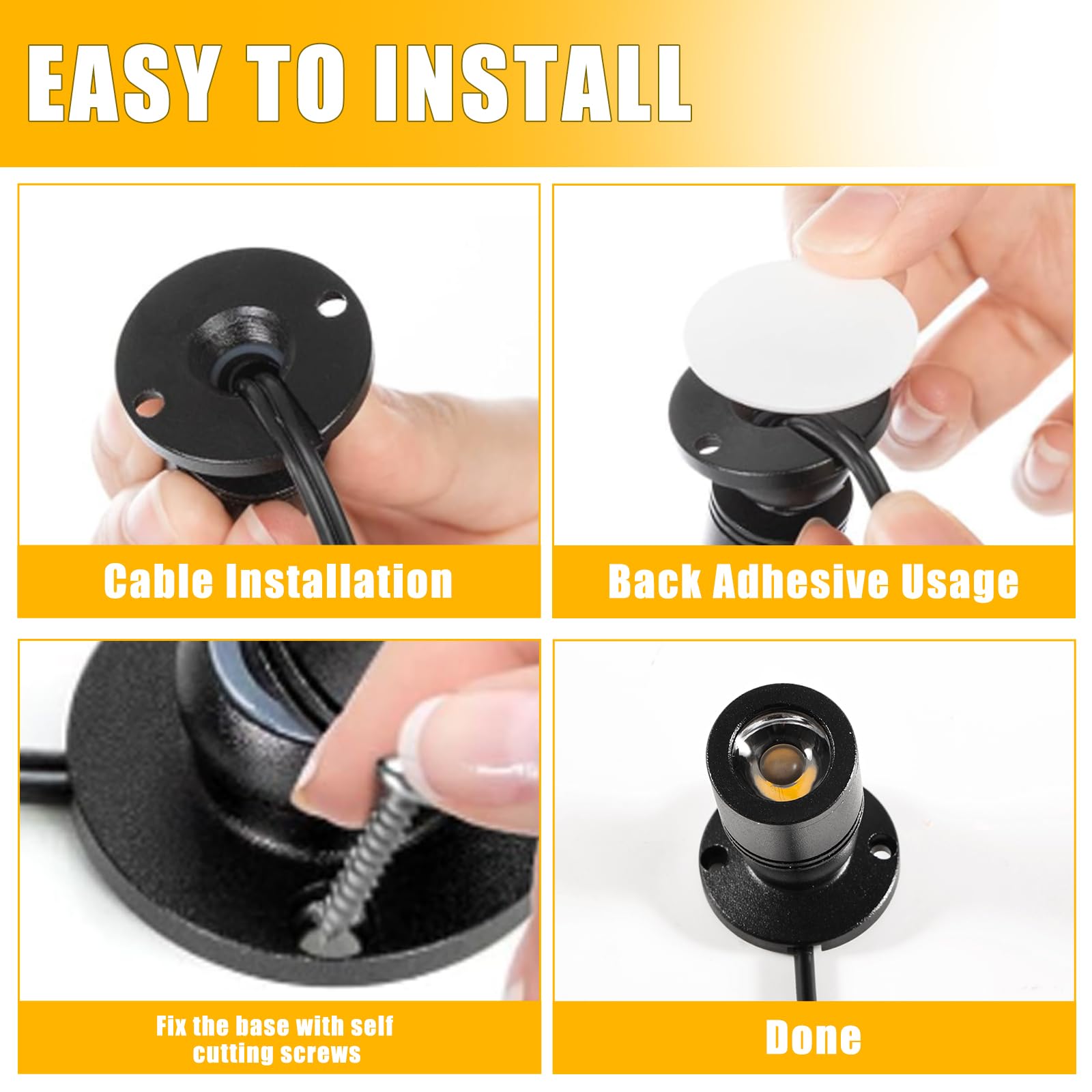 Joycabin 4 Stück Mini LED Strahler, 5V 1W Aluminium Spotlight mit Schalten, LED Schrankleuchte Akzentlichter Mini Spot Licht für Vitrinen, Schmuck, Schaufenstern, Modellen (4000 K Neutrales Licht)