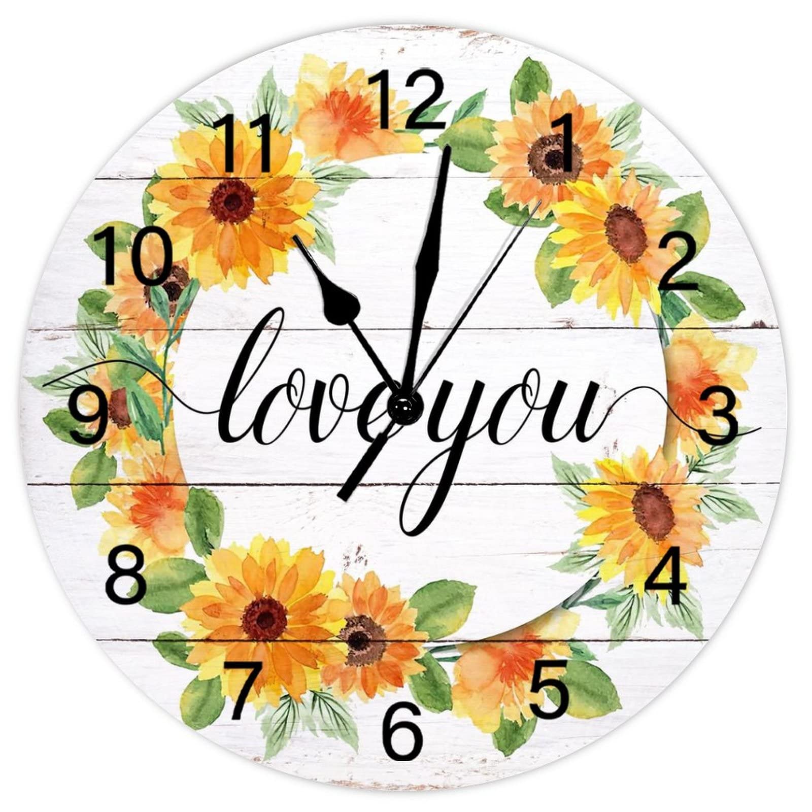 Horloge murale Love You inspirante couronne florale pour célébrer l'amour dans votre maison