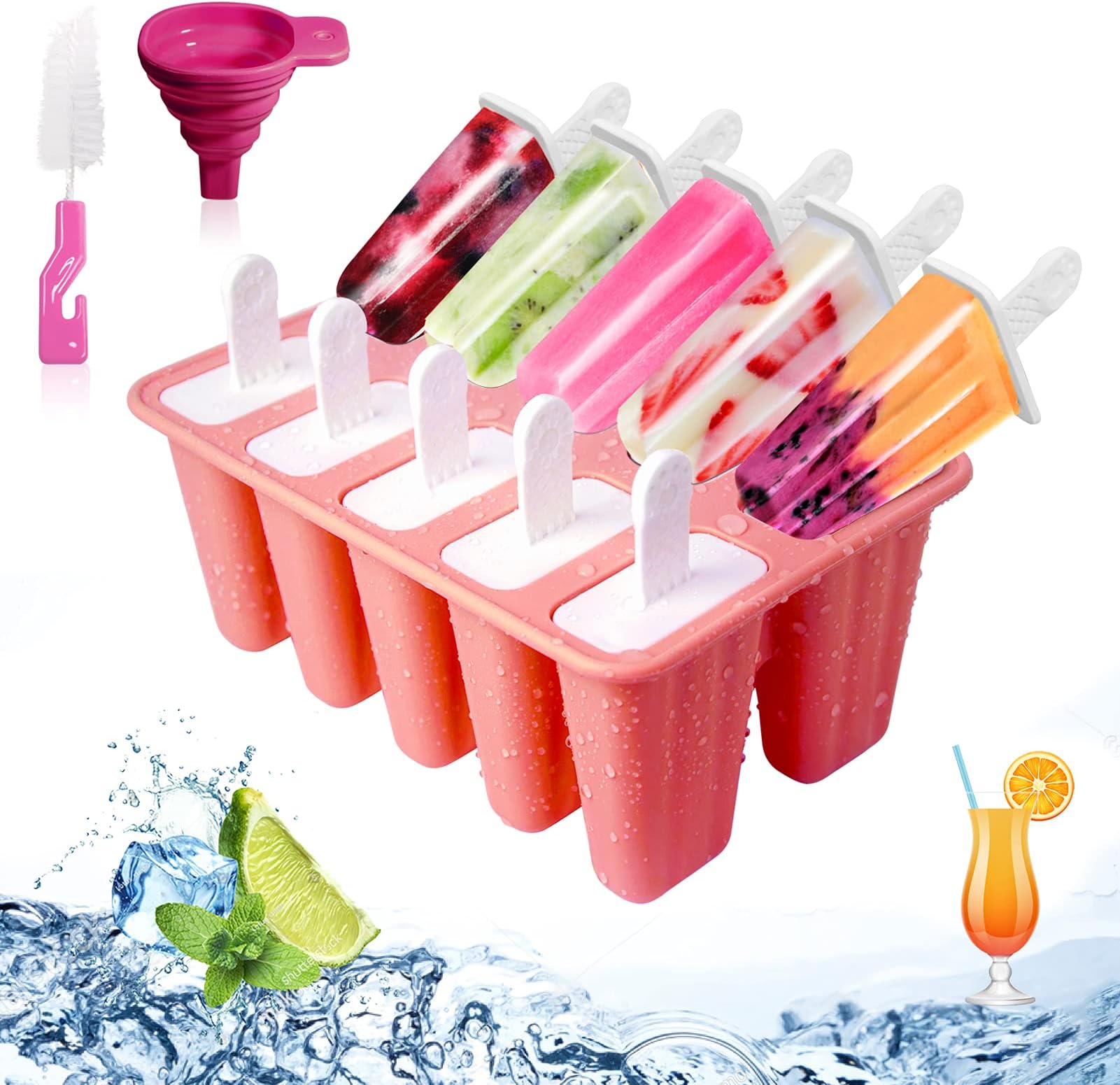 Ice Lolly Moulds 10-Hole, Red
