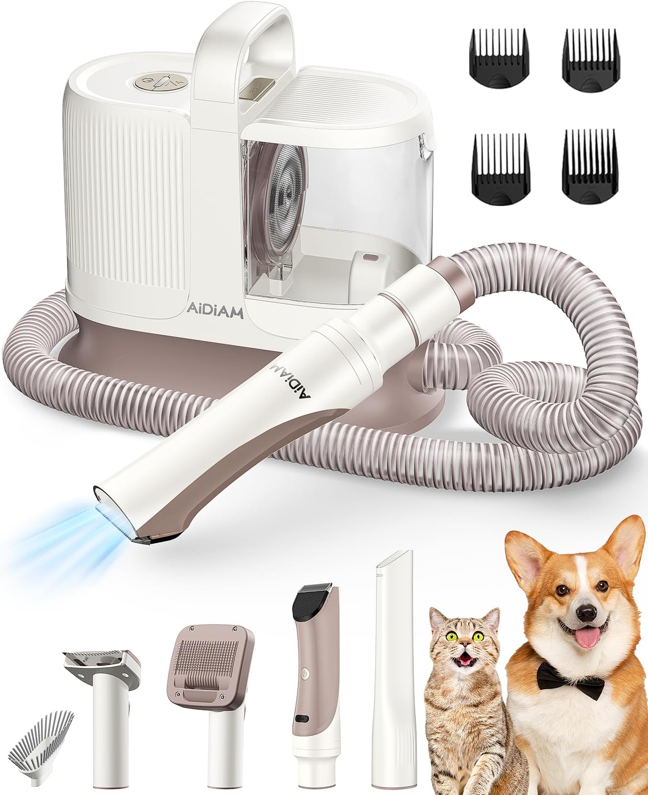 Oneisall Dog Hair Vacuum & Dog Grooming Kit HomeRunPet Ultra Quiet Pet ...