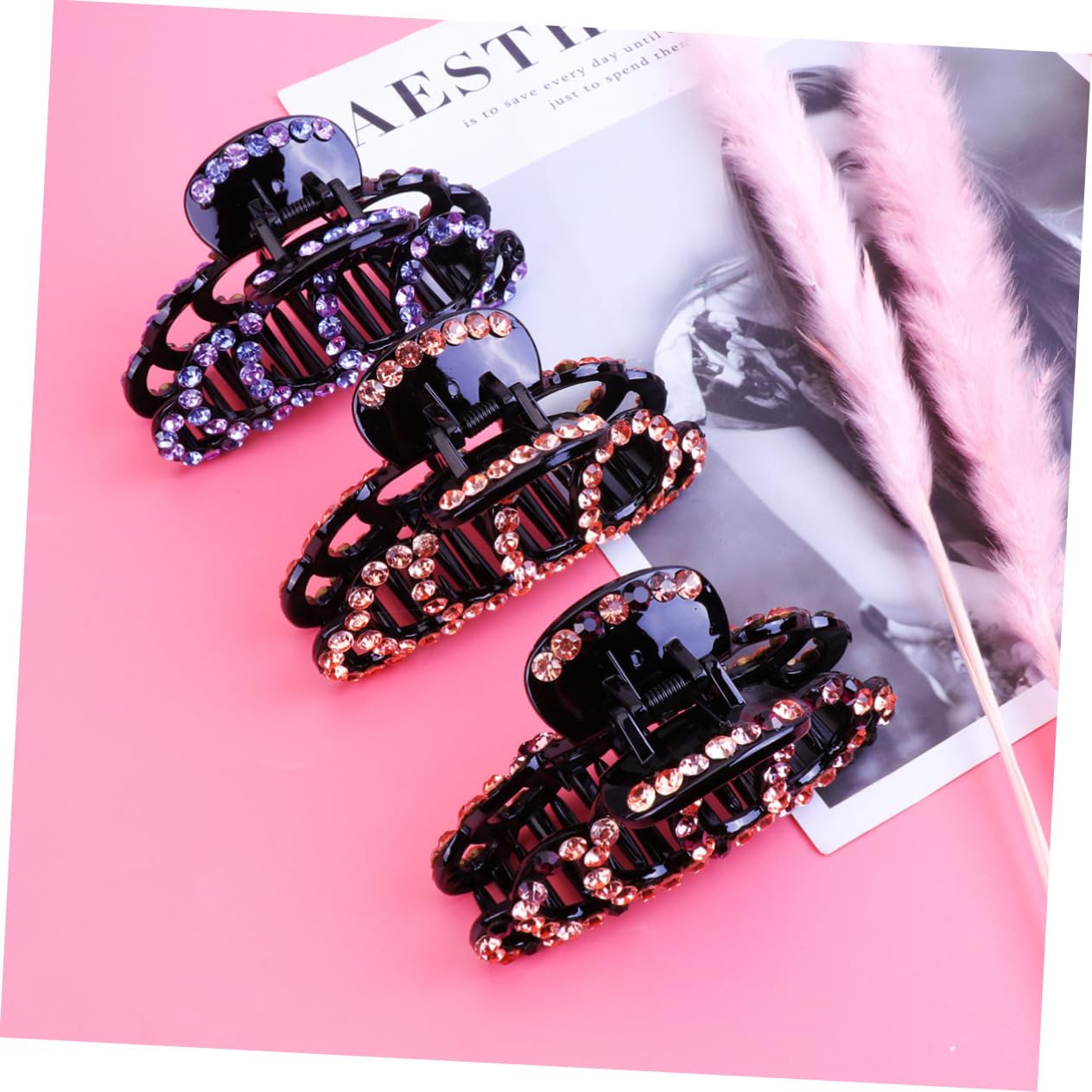 Housoutil 9stücke Teiliges Großer Haarklammern Mit Strass Für Elegante Hochsteckfrisuren Stylische Haaraccessoires Für Damen Violett Und Champagner