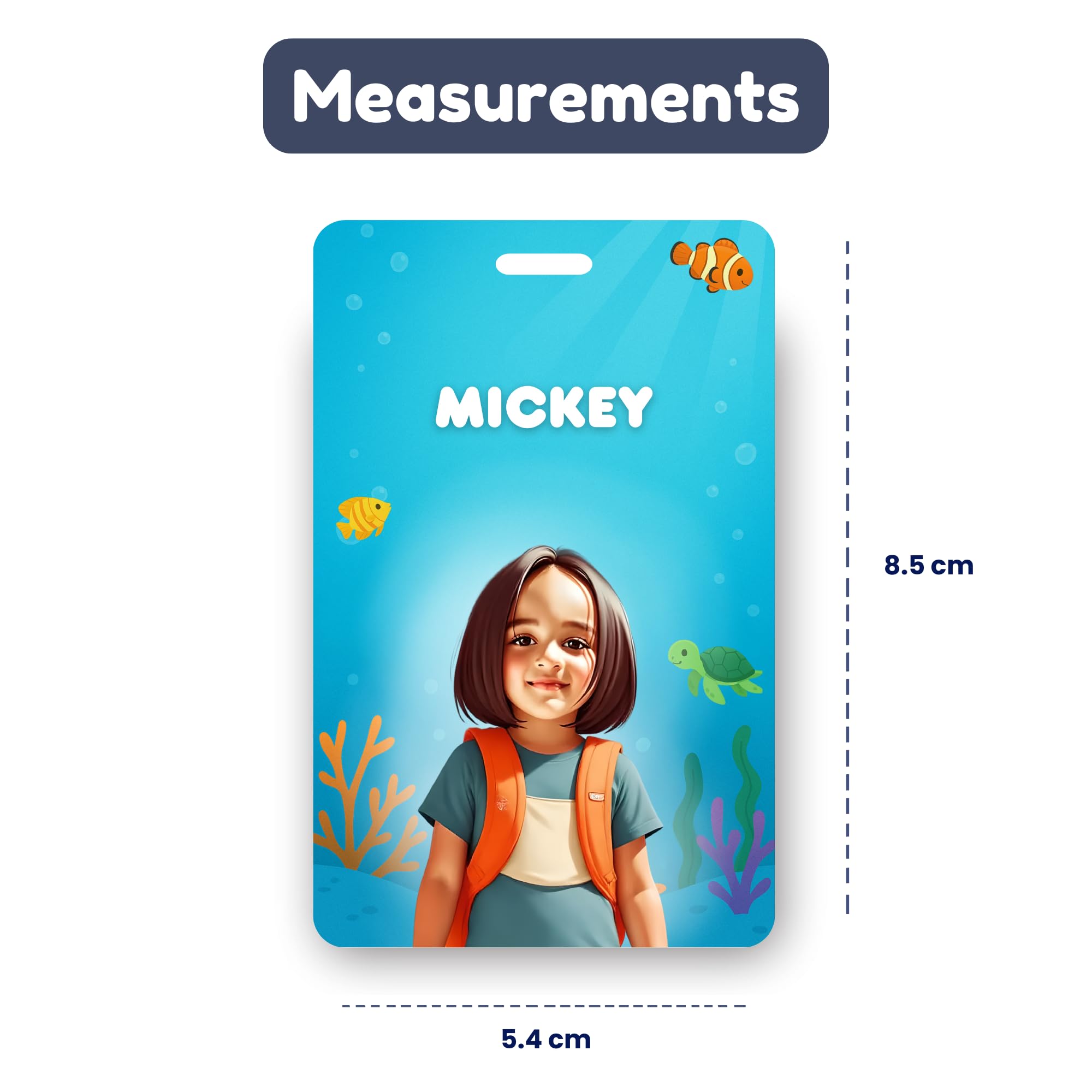 Kidzook Personalised Bag Tags | | Silicone Loop | Kids Travel Essential | Stylish Luggage Labels | Pre School, Camping Gear | Customisable Photo & Contact Info Pack of 2 (Aqua Theme) 2