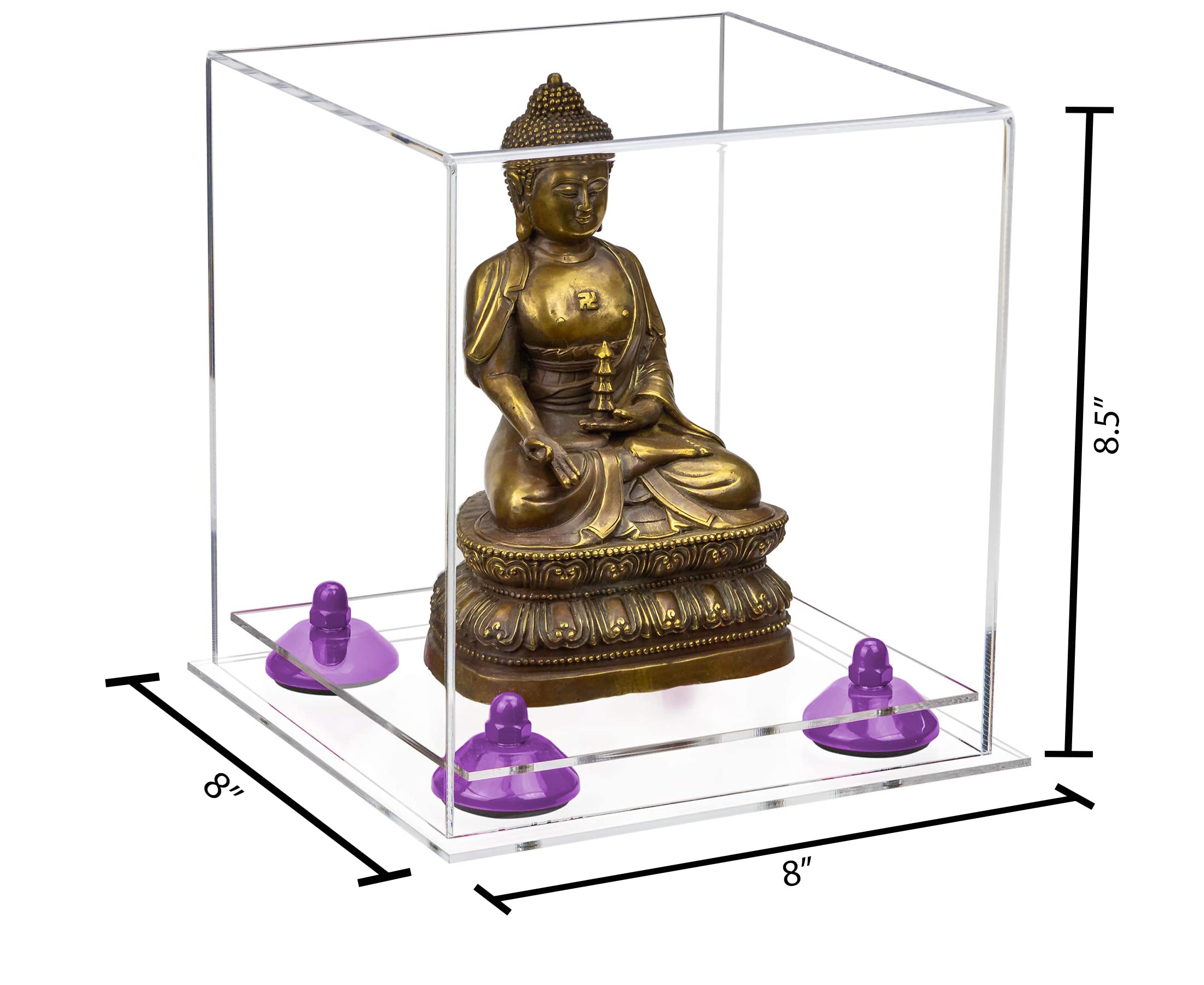 Better Display Cases Versatile Acrylic Clear Display Case - Small Rectangle Box with Purple Risers and Clear Base 8