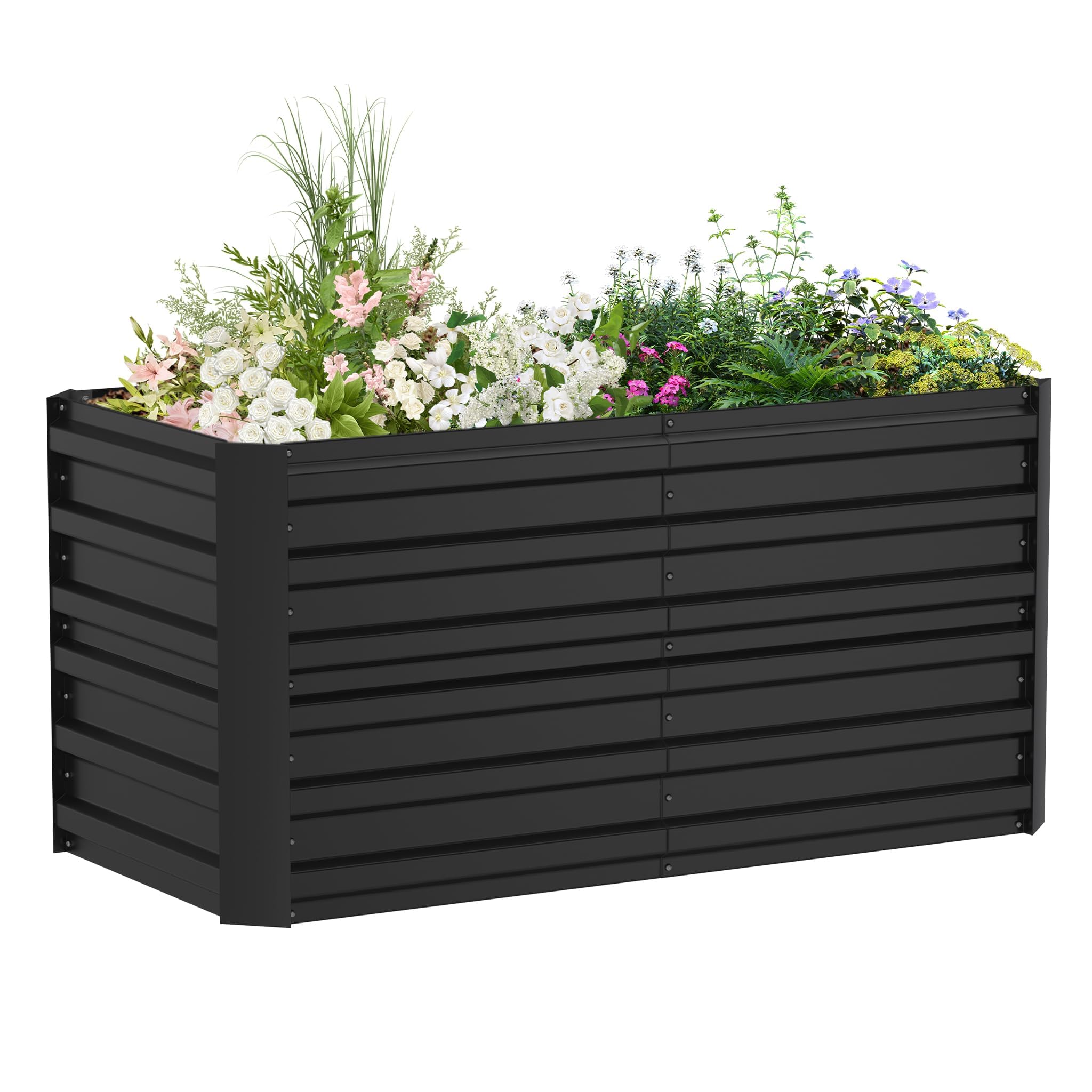LZQ Podwyższona grządka metalowa, 300 x 120 x 58 cm, XL, do ogrodu, ocynkowana, skrzynka na rośliny, grządka na rośliny, grządka na zioła, ze stali nierdzewnej, inspekt, podwyższona grządka do warzyw