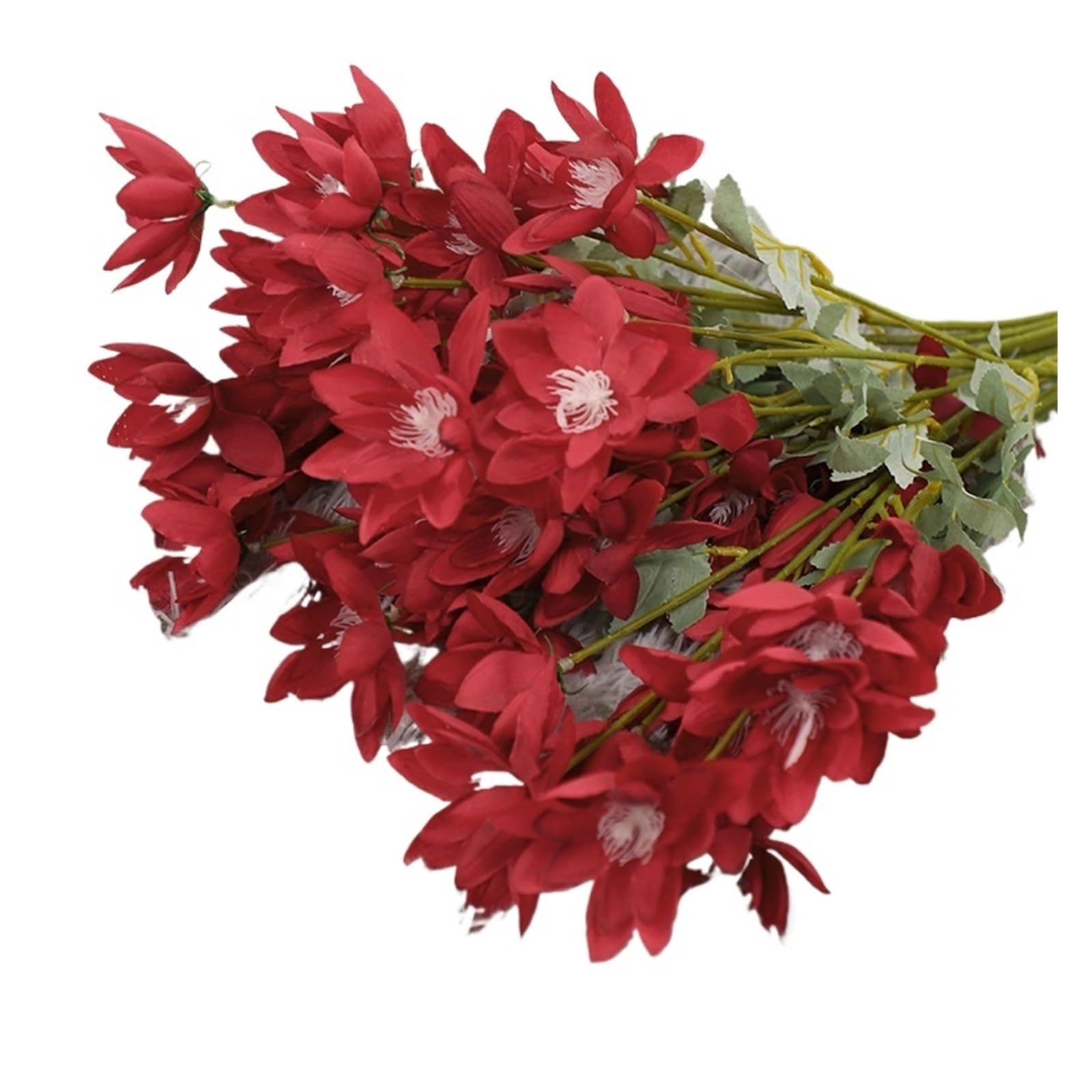 60 cm großer Seidenblumenstrauß in Blau, Orange, Rot, Champagner, Weiß, für Hochzeiten, Jubiläen, Heimdekoration (Rot, 10 Stück)