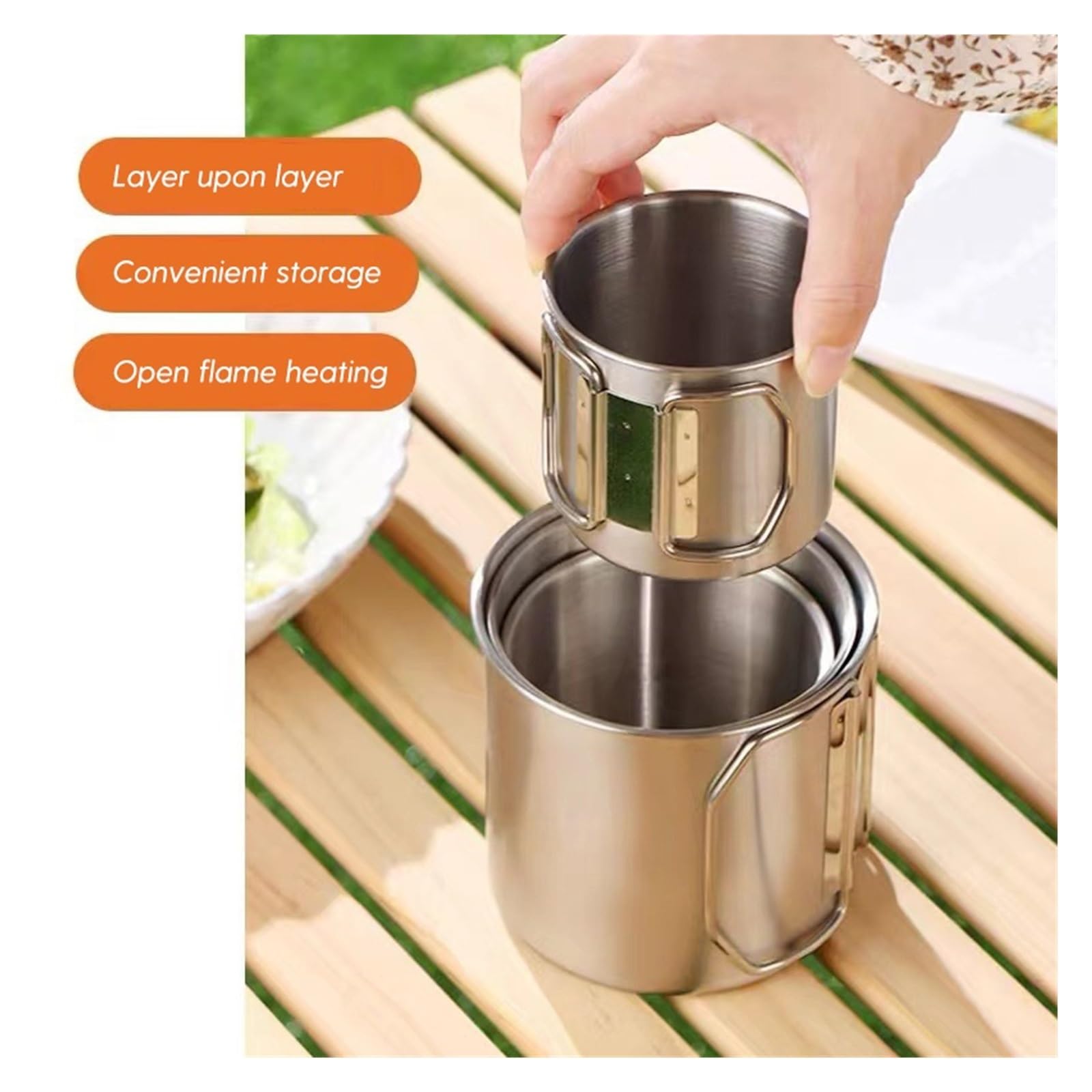 Generico Compatibile con Il Set di Tazze Pieghevoli da Campeggio Bottiglie d'Acqua Portatili for Bicchieri Picnic in Acciaio Inossidabile 304 all'aperto