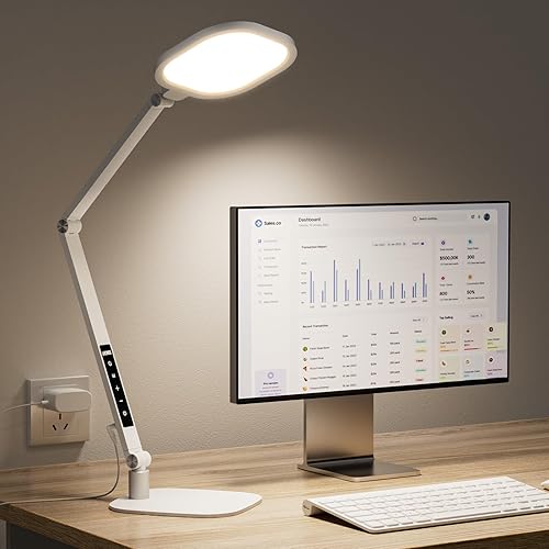 Lámpara de escritorio LED para oficina en casa, luz de escritorio de 15 W con CRI 95, función de memoria y temporizador, luz de computadora