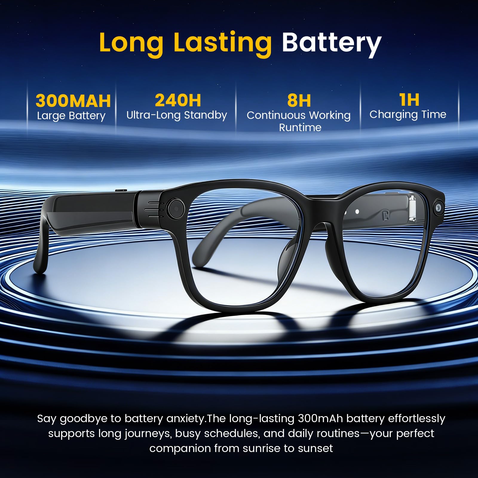 Lunette Camera Lunettes intelligentes IA, Smartglasses AI Caméra Full HD, Flash intégré, Musique, Bluetooth,WiFi, Verre Photochromique Protection UV, Assistant Vocal IA, Réseaux Sociaux