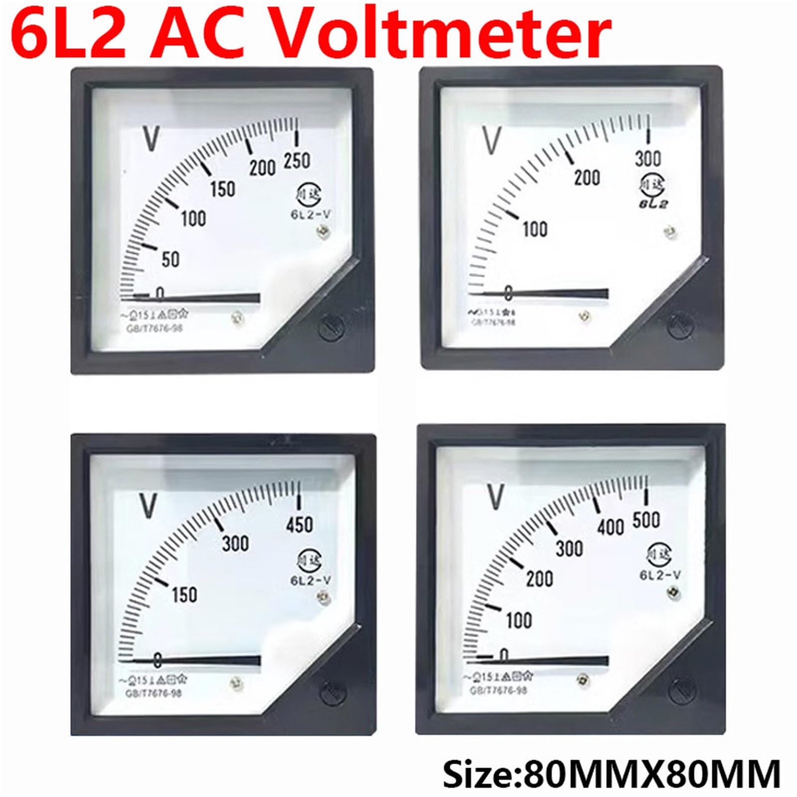 1 szt. 6L2-V 250 V 300 V 450 V 500 V 750 V AC Analogowy miernik napięcia AC Miernik napięcia 80 x 80 mm woltomierz woltomierz wskaźnik (3000 V (100 V))