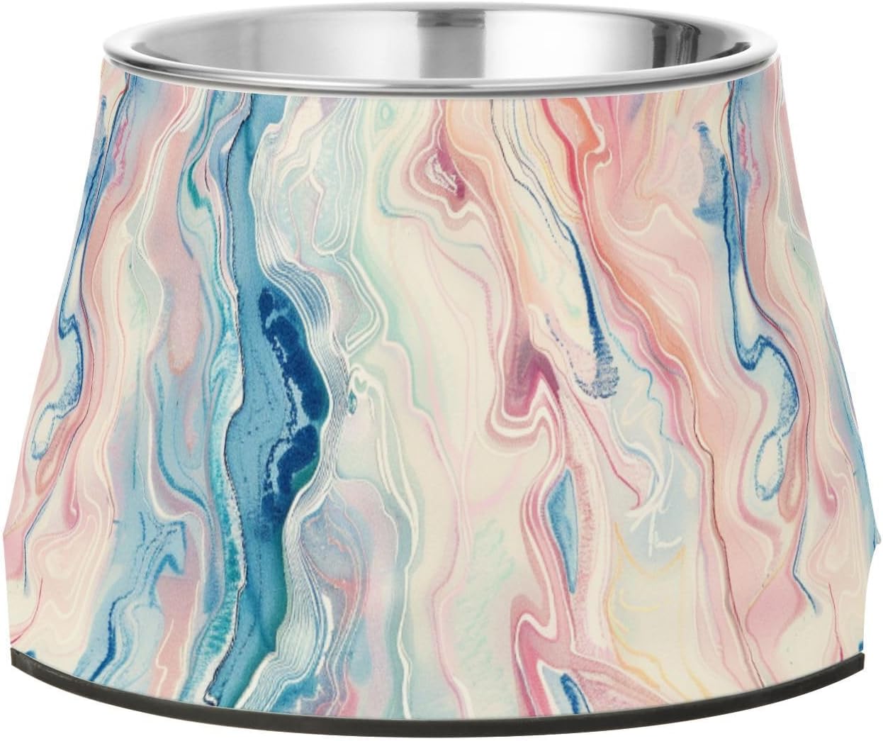 Blue Marble Pattern Pets Food Bowls Non Slip Stainless Steel Cats Basic Bowls for Dogs Cats Rabbits Birds Whisker Fatigue