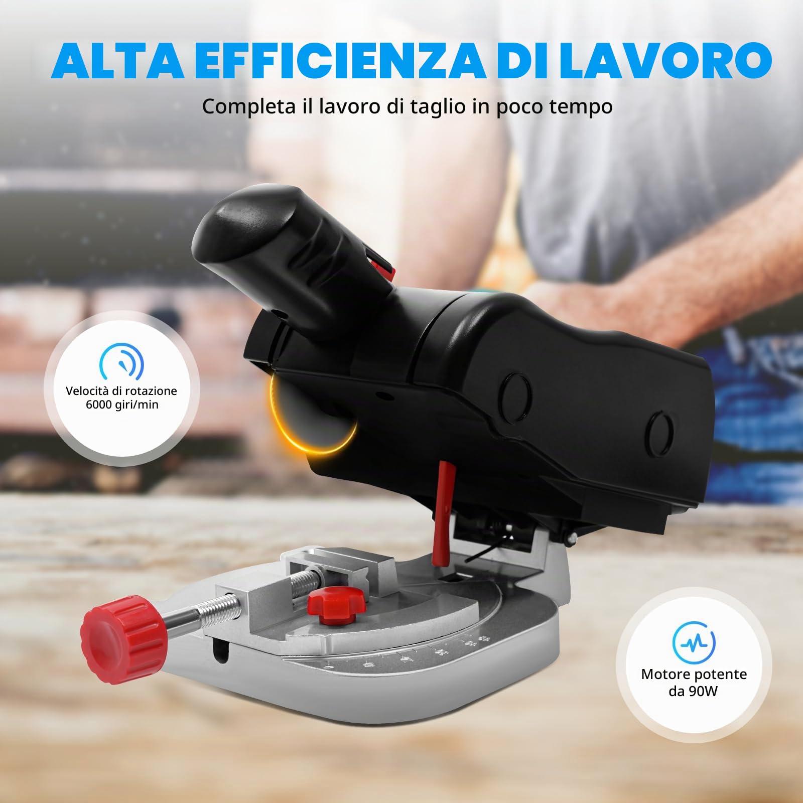 Troncatrice Elettrica 90 W 4500 Rpm Per Metallo Taglio Legno -45° Mini Sega Circolare Da Tavolo Con Lama Per Sega In Metallo E Lama Per Sega In Resina