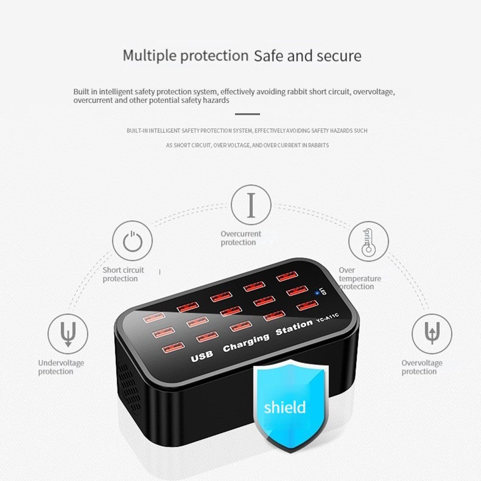 Chargeur USB 16 Ports pour téléphone Portable, Multi-Ports, Prise USB 100W, adapté aux tablettes et téléphones