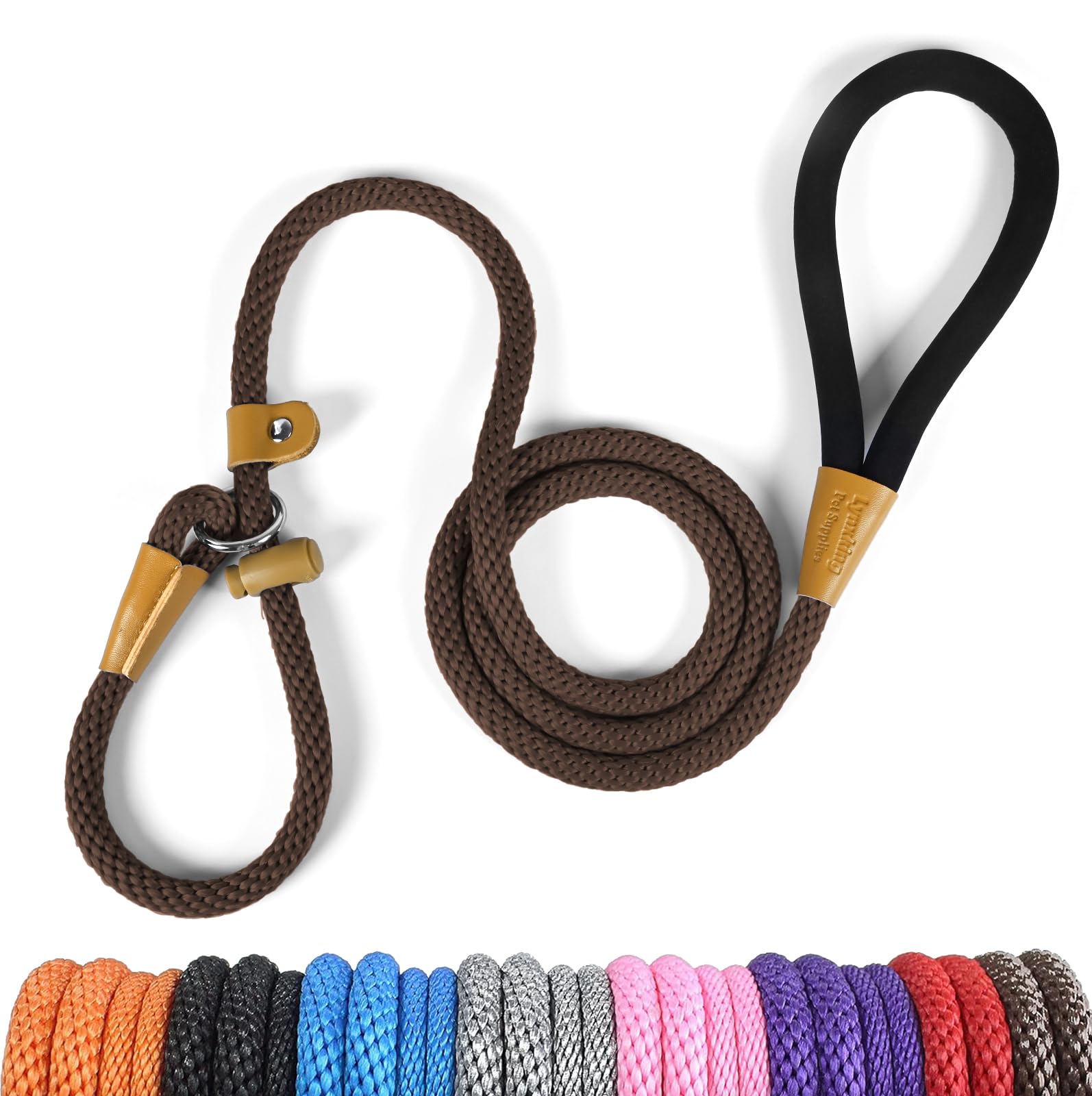 Dog Leash Slip Lead Braided Rope Pet Training Loop Leashes 5ft 6ft 8ft