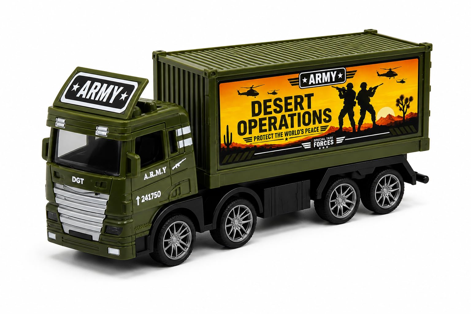 RASRAAA Pull Back Desert Operations Army Container Truck Toy | Pull Back Action, Military Theme Container Truck, Durable ABS Plastic, No Batteries Required, Kids 3+-image-19
