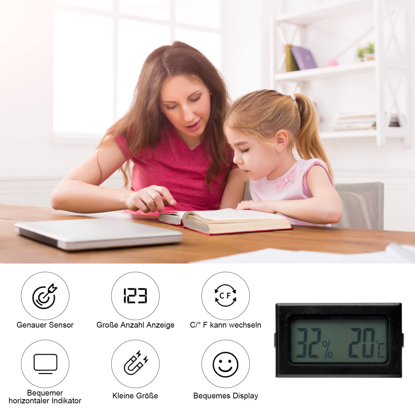 5 Termometri Digitali Con Umidit&agrave; - Mini Igrometro Da Interno Per Casa, Ufficio O Auto