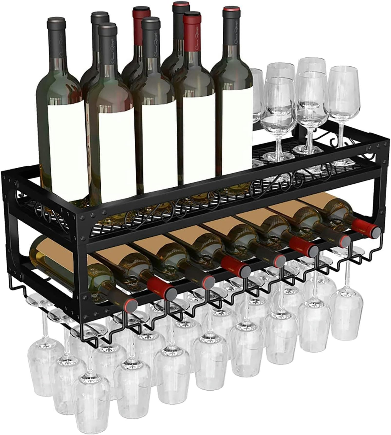 Étagère à vin murale rustique pour sublimer le bar de votre cuisine moderne