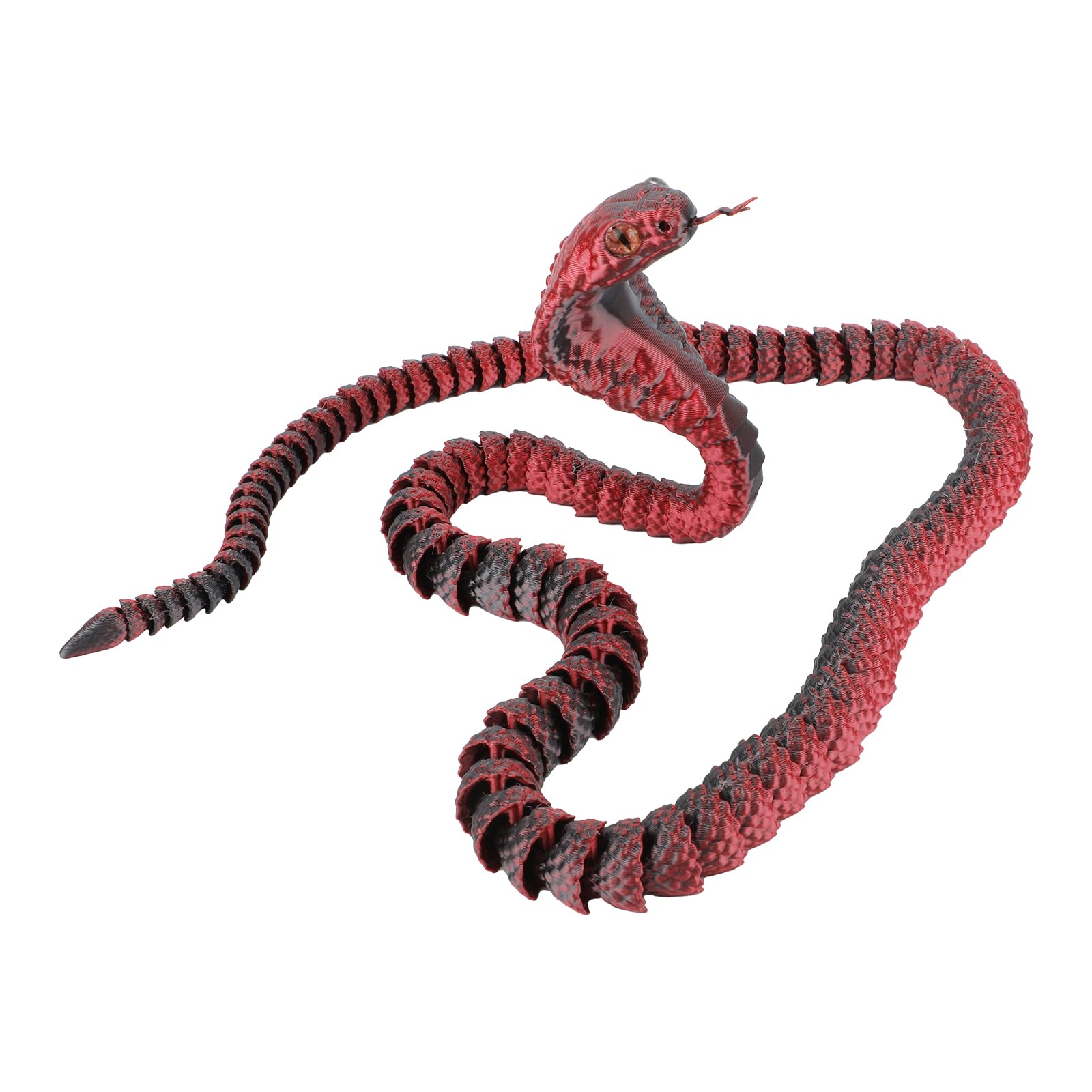 Gosknor 3D Printed Snake, 23 inch Realistic 3D Printed Animals Crystal Like Articulated Flexible Joints Snake Fidget Toy 3D Printed Cobra Executive Desk Toys for Gift Home Office Decor