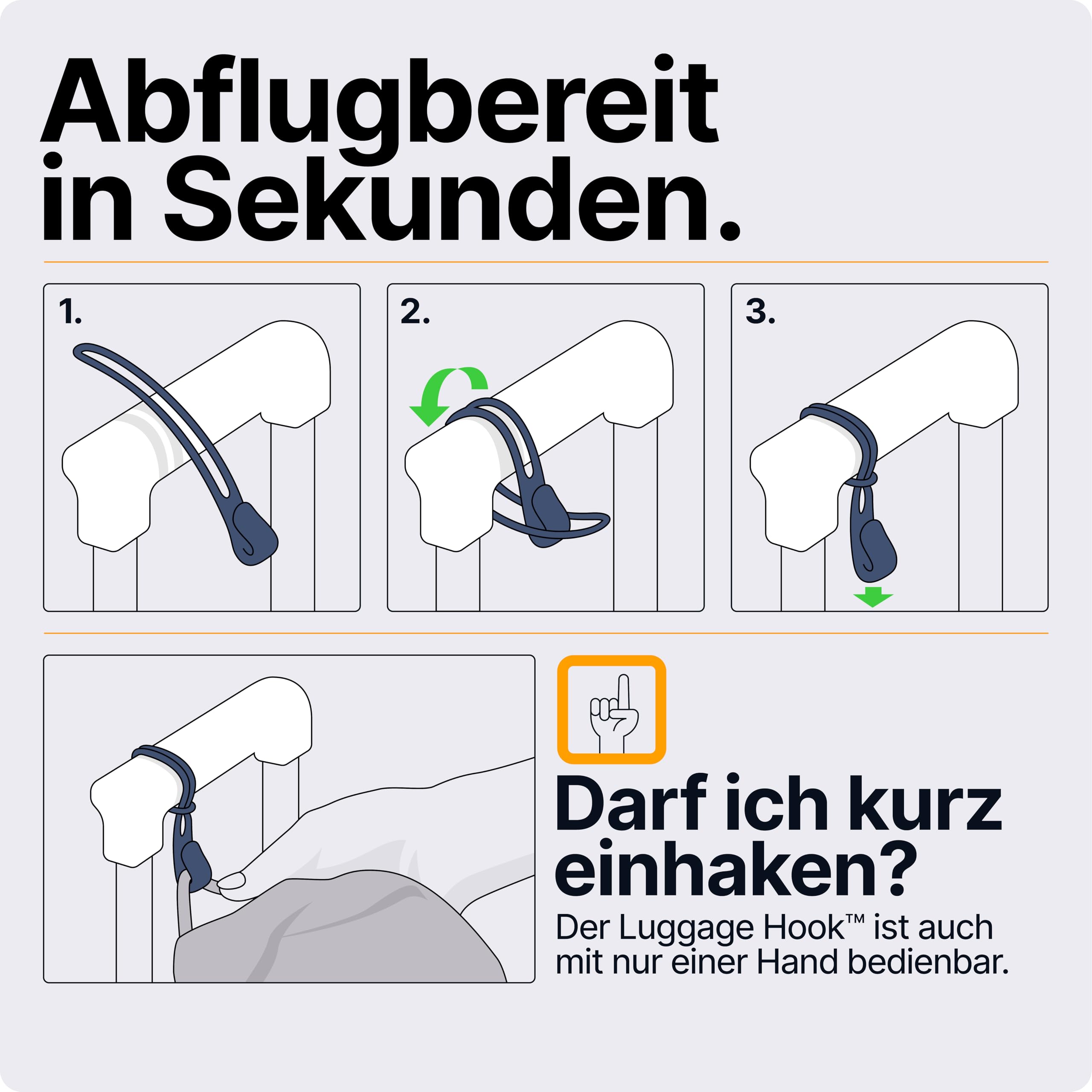 Der Koffer Haken hält deine Reise Utensilien - Reise Gadget für Flugzeug Reisen, Reisezubehör Flug Handgepäck, Kofferorganizer, Cooles Reise Geschenk, 1x Kleiderhaken für Koffer (Blau)