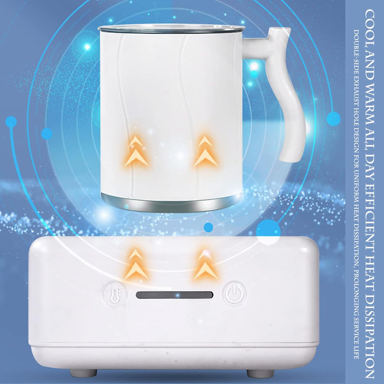 Gobelet Refroidisseur de Boissons 36W, Tasse Électrique Chaude/Froide de 350ML avec Réglage à 4 Niveaux, Commande à Une Touche, Cordon d'Alimentation et Câblage pour Véhicule, Mini Machine à Bo White