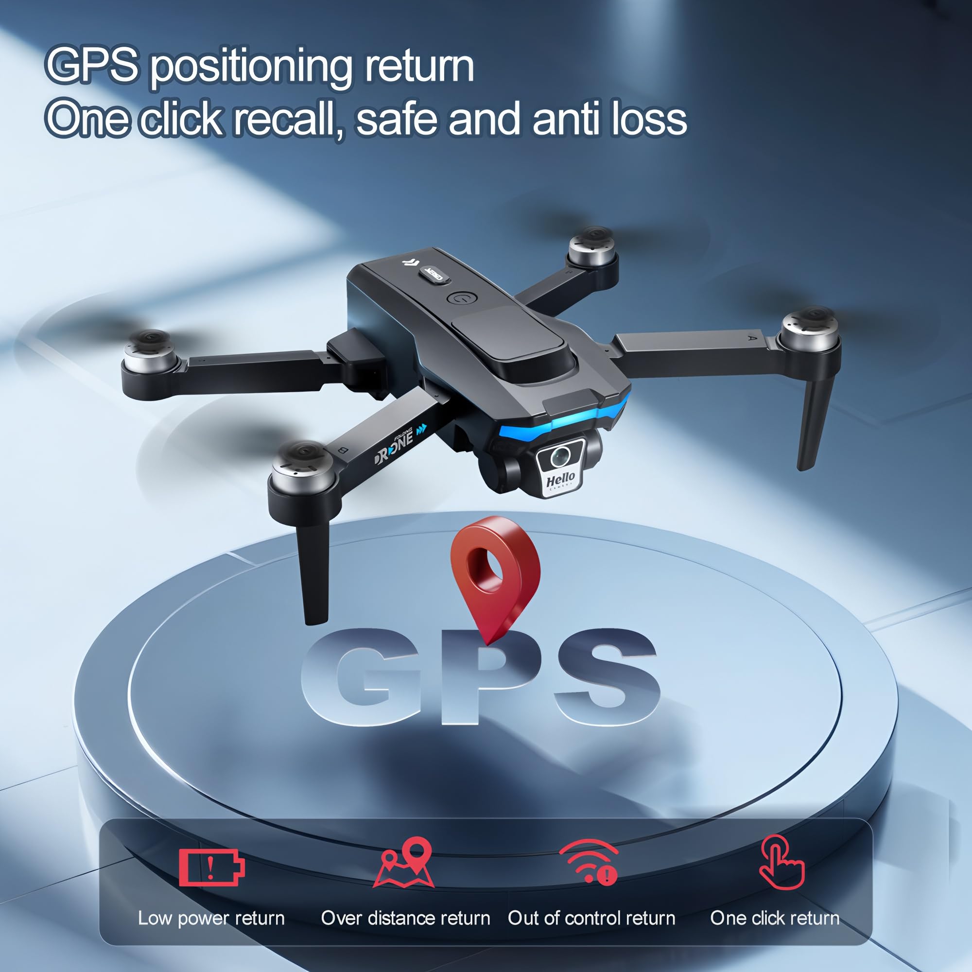 GPS Drohne mit 4K-Doppelkamera für Erwachsene, Drohne mit 4,5-Zoll-Bildschirm, Hindernisvermeidung, 69 Minuten Flugzeit, 3 Akkus, Automatische Rückkehr, Folge-Modus, RC-Quadcopter für Anfänger