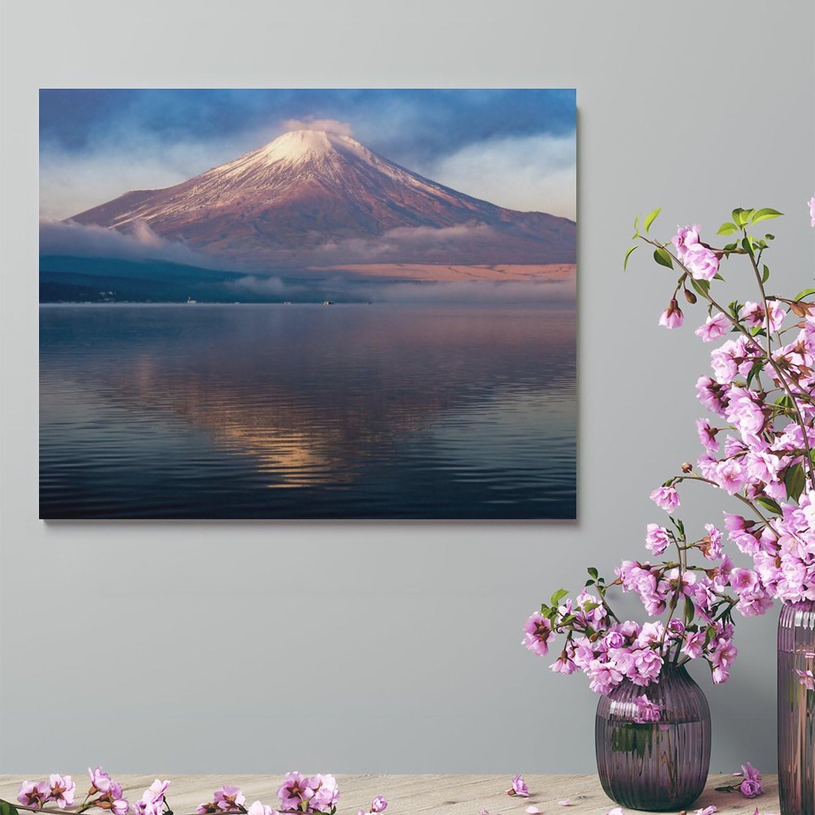 Amazon.co.jp: 絵画 湖に映る日本の富士山インテリア 絵画 ナショナル