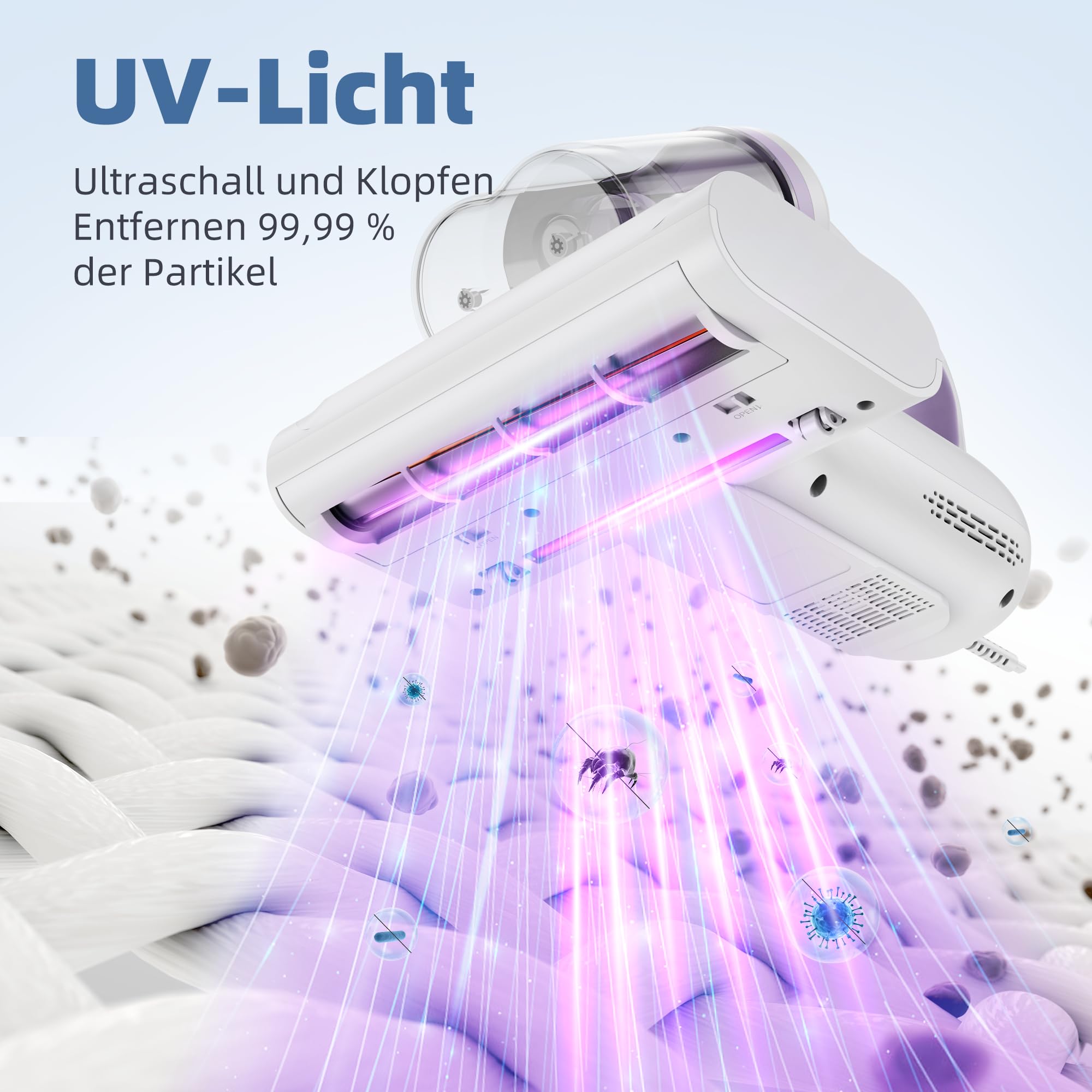 Milbensauger Matratzen UV Licht 15Kpa Starke Absaugung Heißer Wind Hausstaubmilben Bekämpfen