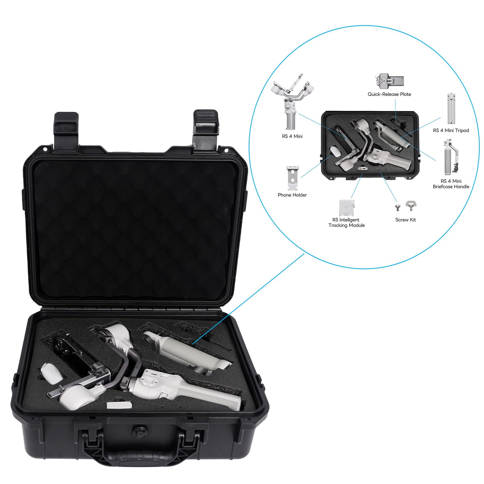 DF DIGITALFOTO Étui de Transport Rigide étanche pour cardan DJI RS4 Mini, Absorption des Chocs et Anti-Collision, pour Rangement de tir en Plein air, Noir, Extérieur