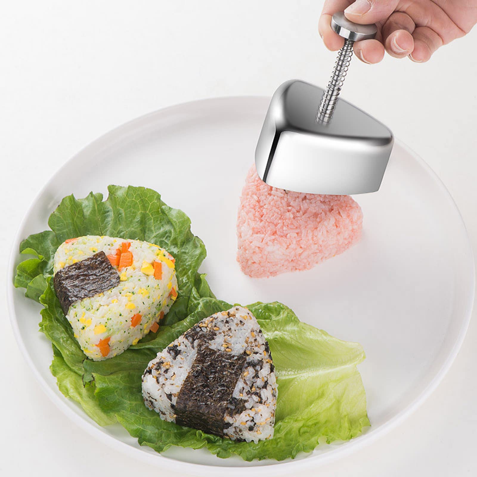 CHIUEAST Rice Making Mold Stainless Steel Sushi Maker Mold Kitchen Bento Making Tool For Kid Lunch Bento And Homes DIY Triangle-shape Rice Mold Cute Stainless Steel For Kid