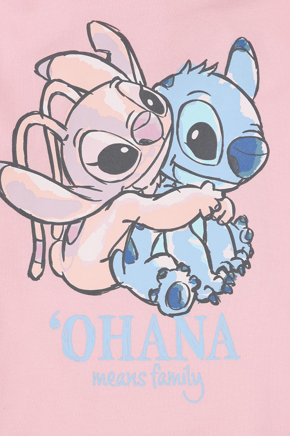 Disney Sudadera con capucha para niñas Lilo and Stitch Pink Stitch and Angel