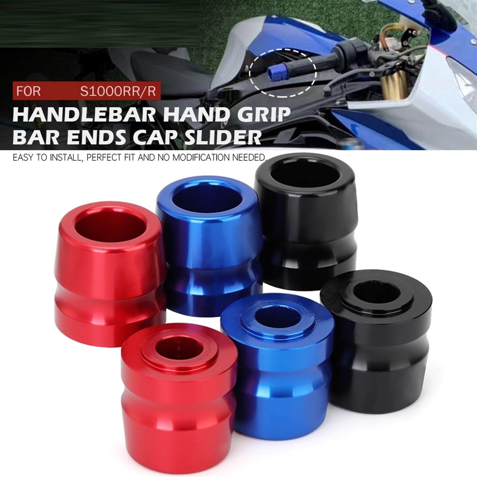 Contrappesi Manubrio Moto Per S1000RR HP4 S1000R 2010-2018/F800R 2015-2018 Accessori Moto CNC In Alluminio Manubrio Mano Grip Bar Ends Cap Slider(Black)