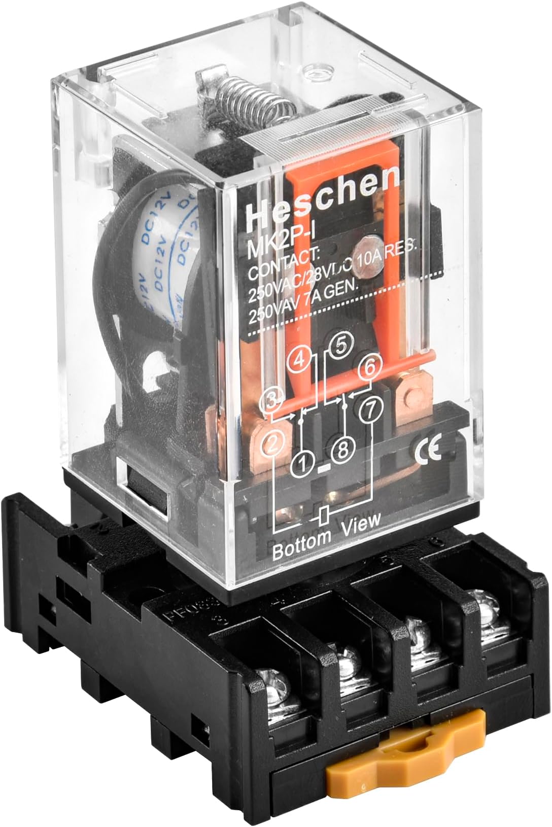 Gereral MK2P-I DC 12V Relay Coil DPDT 8 Pin with PYF83A Plug-in Terminal Plug