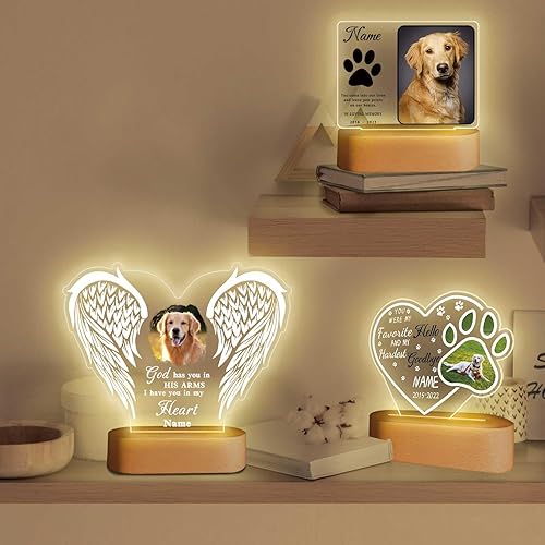 Miniatura 5 de Regalo de luz nocturna conmemorativa personalizada para mascotas, placa acrílica personalizada para perros, gatos, marco de fotos, regalo de