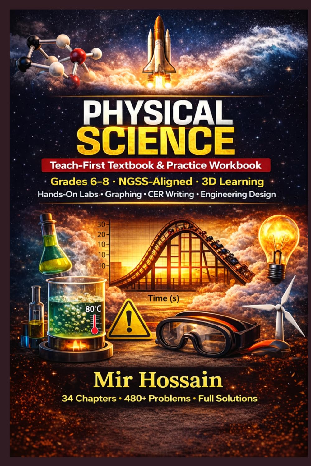 PHYSICAL SCIENCE Teach-First Textbook & Practice Workbook Grades 6–8: NGSS-Aligned • 3D Learning Hands-On Labs • Graphing • CER Writing • Engineering Design