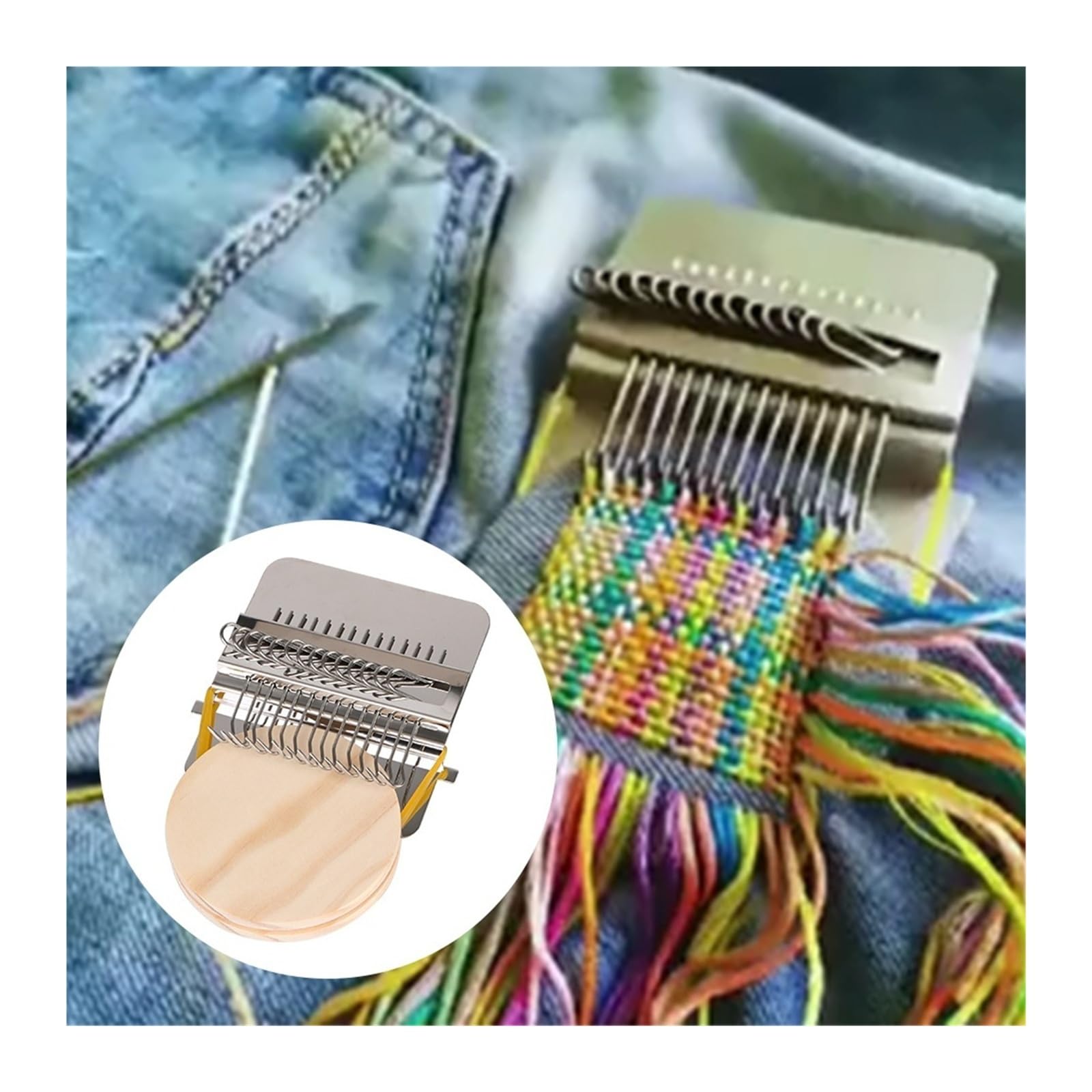 Type Darning Loom, drewniane narzędzie do tkania skarpet dżinsowych, zestaw "zrób to sam" (10 pinów)