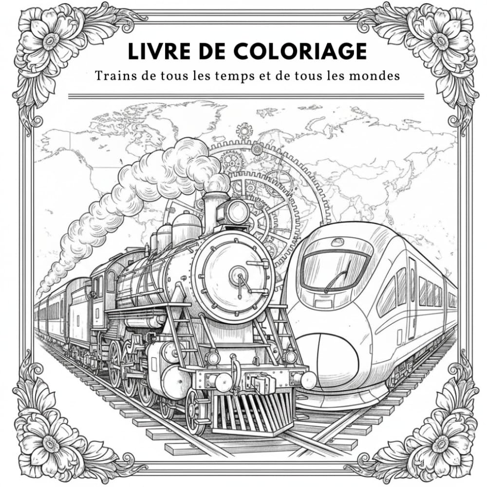 Trains de tous les temps et de tous les mondes: Coloriez les légendes ferroviaires du vapeur à la grande vitesse!