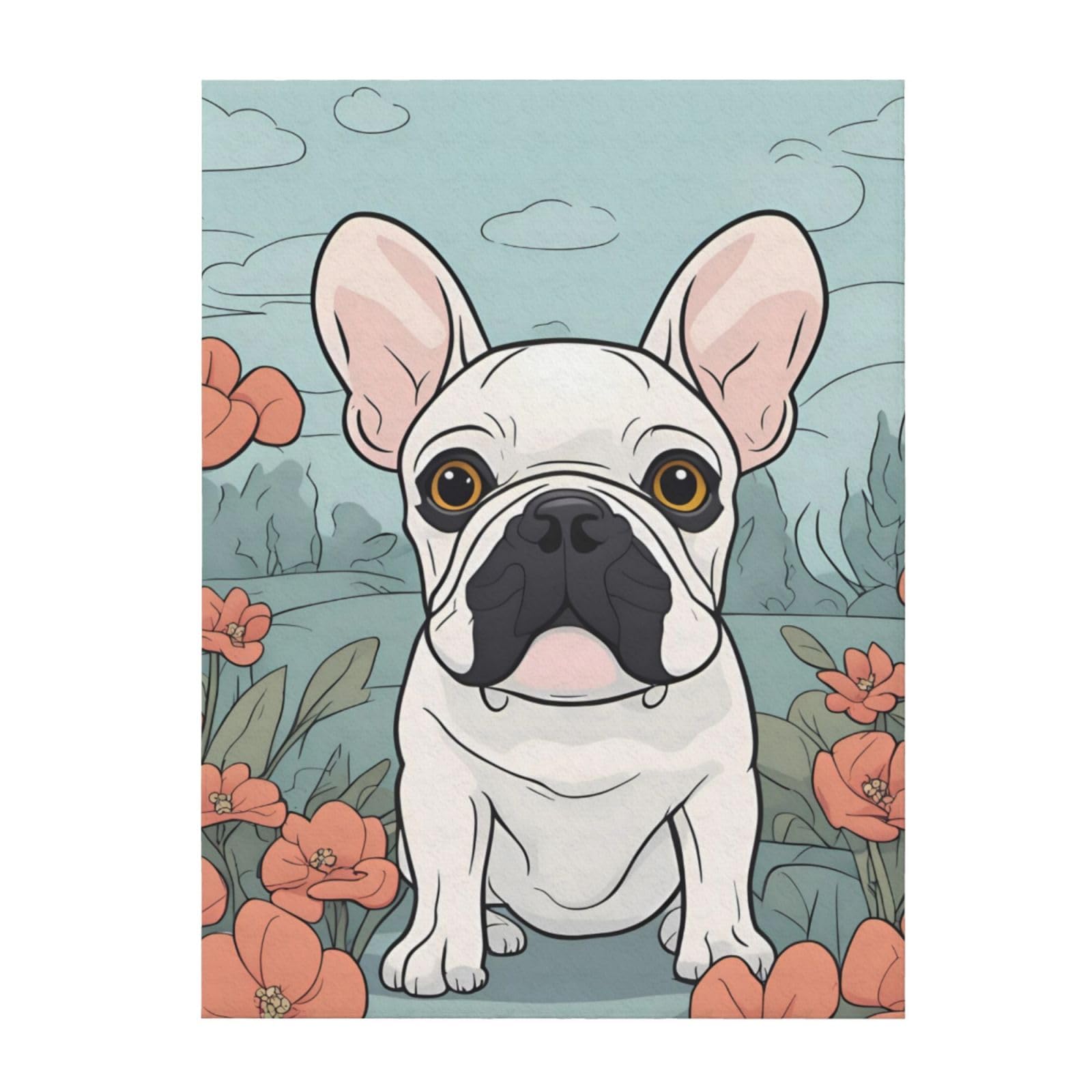 Couverture bouledogue français légère et chaude qui ne bouloche pas pour lit et canapé