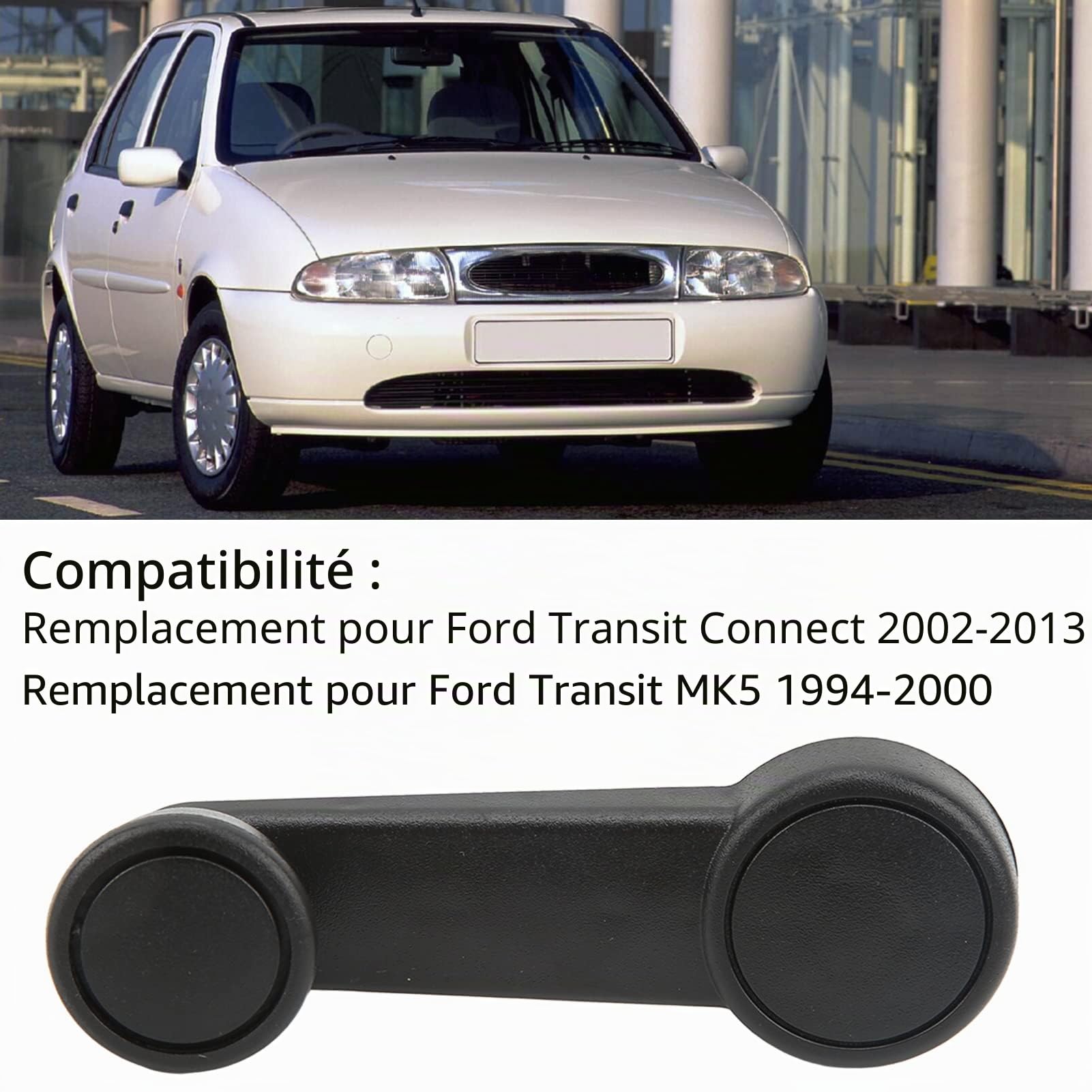 2 Pièces Lève-Vitre De Voiture, Manivelle de Fenêtre de Voiture, Remontoir de fenêtre, Poignée De Porte à Manivelle, Manivelles ABS Résistance à L'usure, pour Fordes Transits Focuss Fiesta(noir)