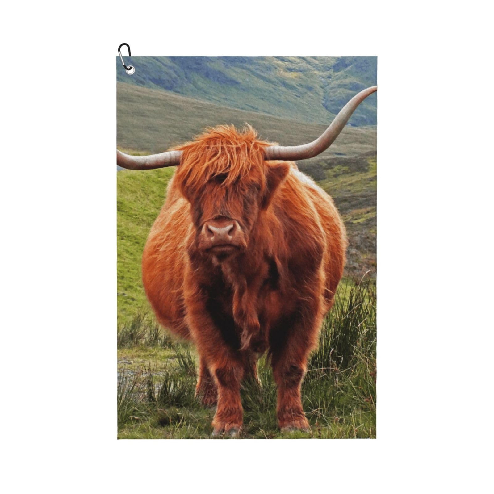 Hnnkloy Brown Highland Cattle, 16x24 in Portable Waffle Golf Towels with Carabiner Clip for Golf Bag