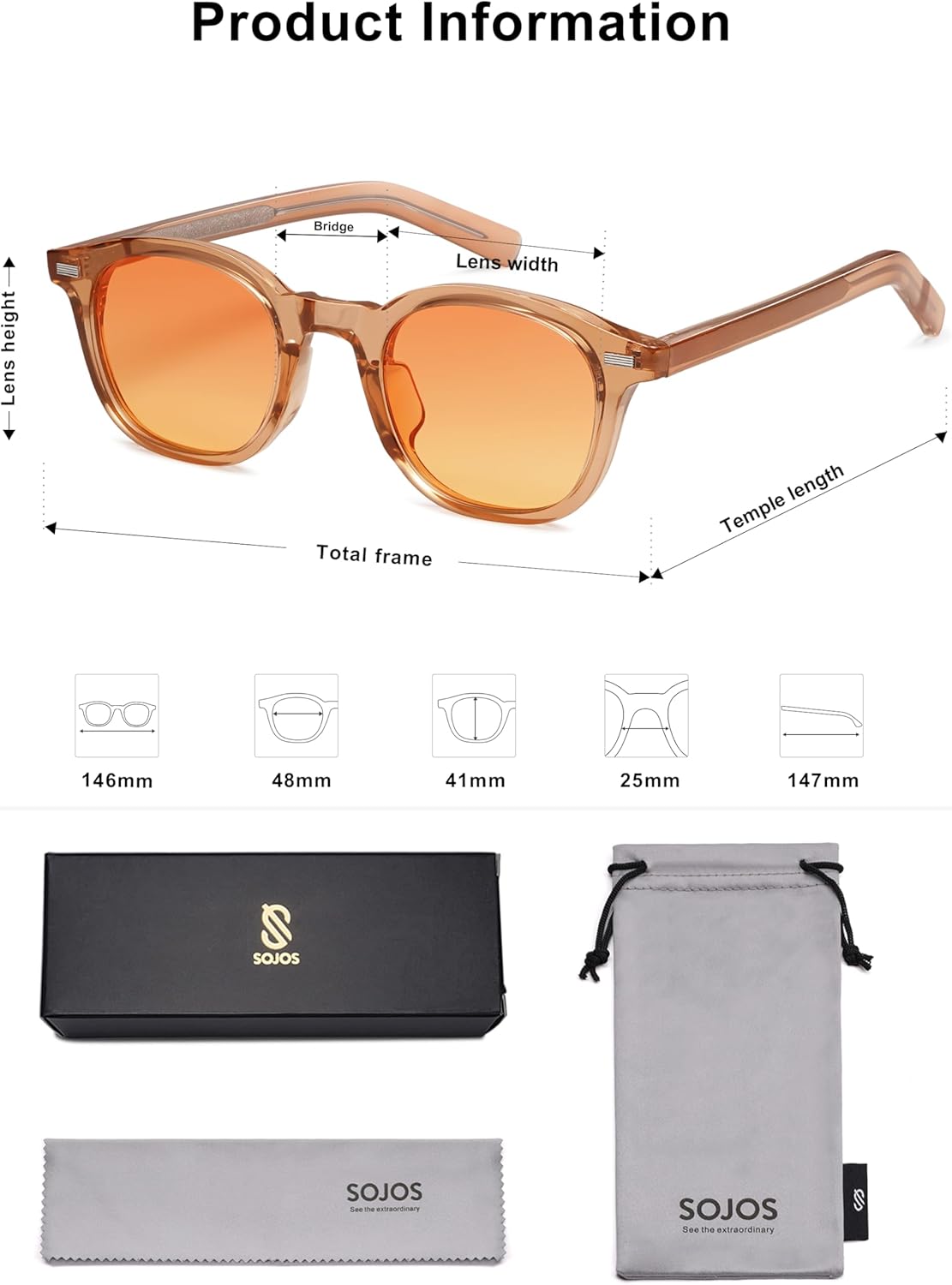 SOJOS Retro Square Sunglasses for Women Men Vintage Shades UV Protection Sunnies SJ2316 - Image 5