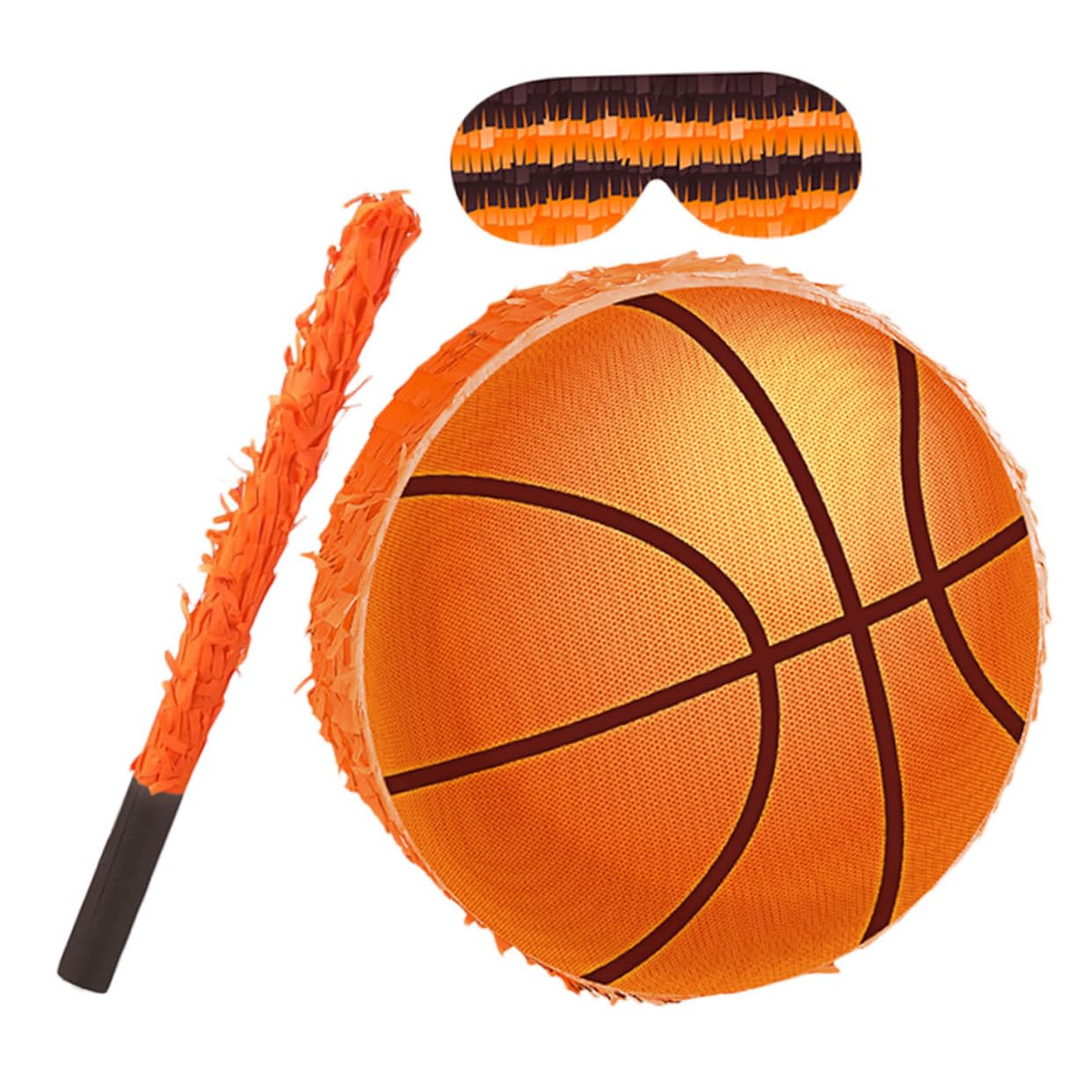 Gatuida Piñata de Baloncesto para Fiesta Infantil con Accesorios Completos Resistente Cartón y Papel Crepé Decoración Temática Deportiva para Cumpleaños y Divertidos